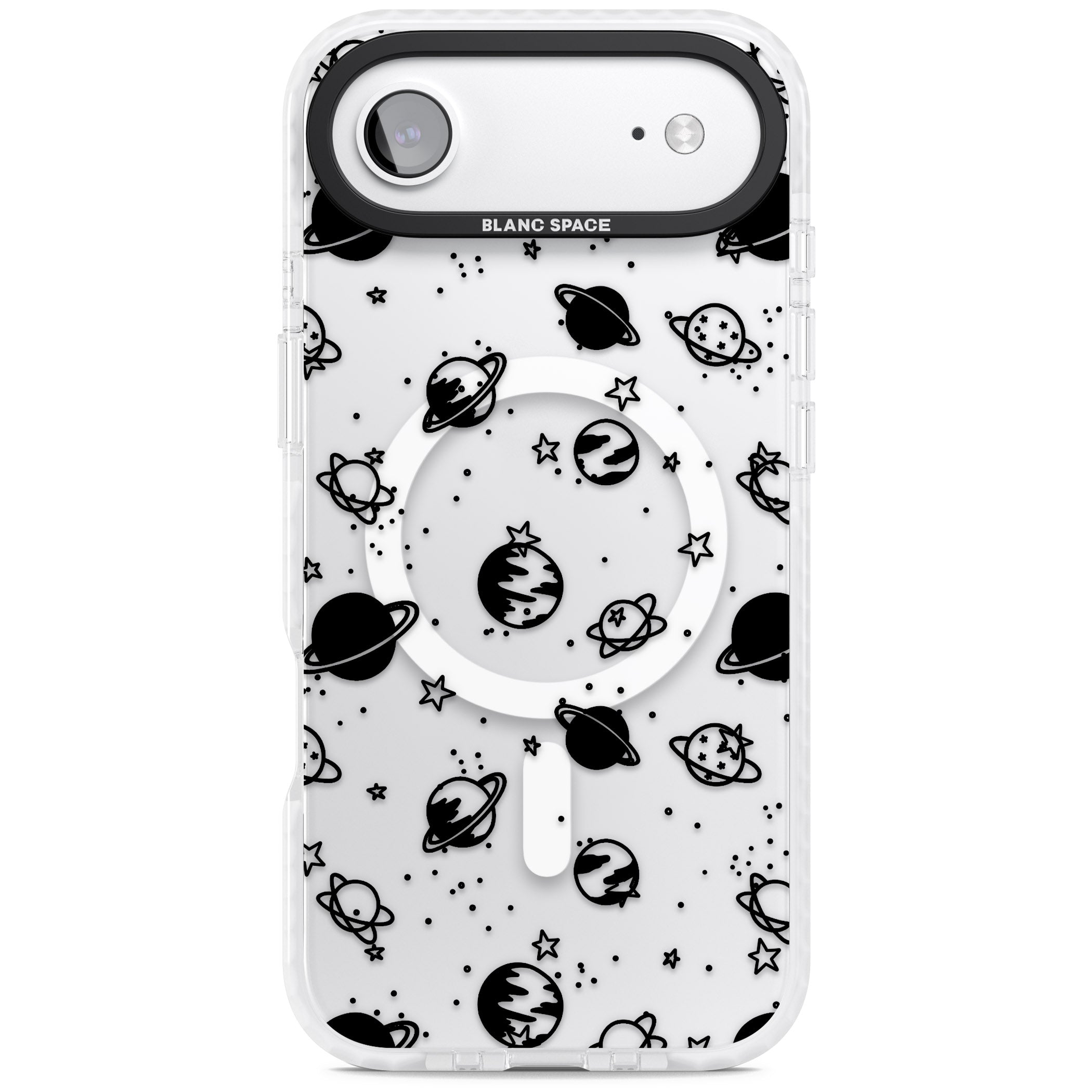 Black Planets iPhone 17 Air Impact Pro Clear Phone Case