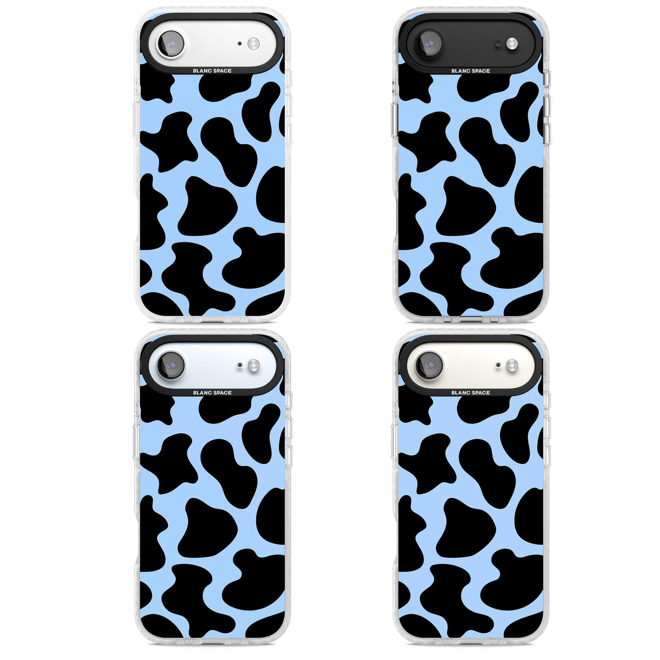 Blue And Black Cow Print iPhone 17 Air Impact Pro Clear Phone Case APT Impact Protection