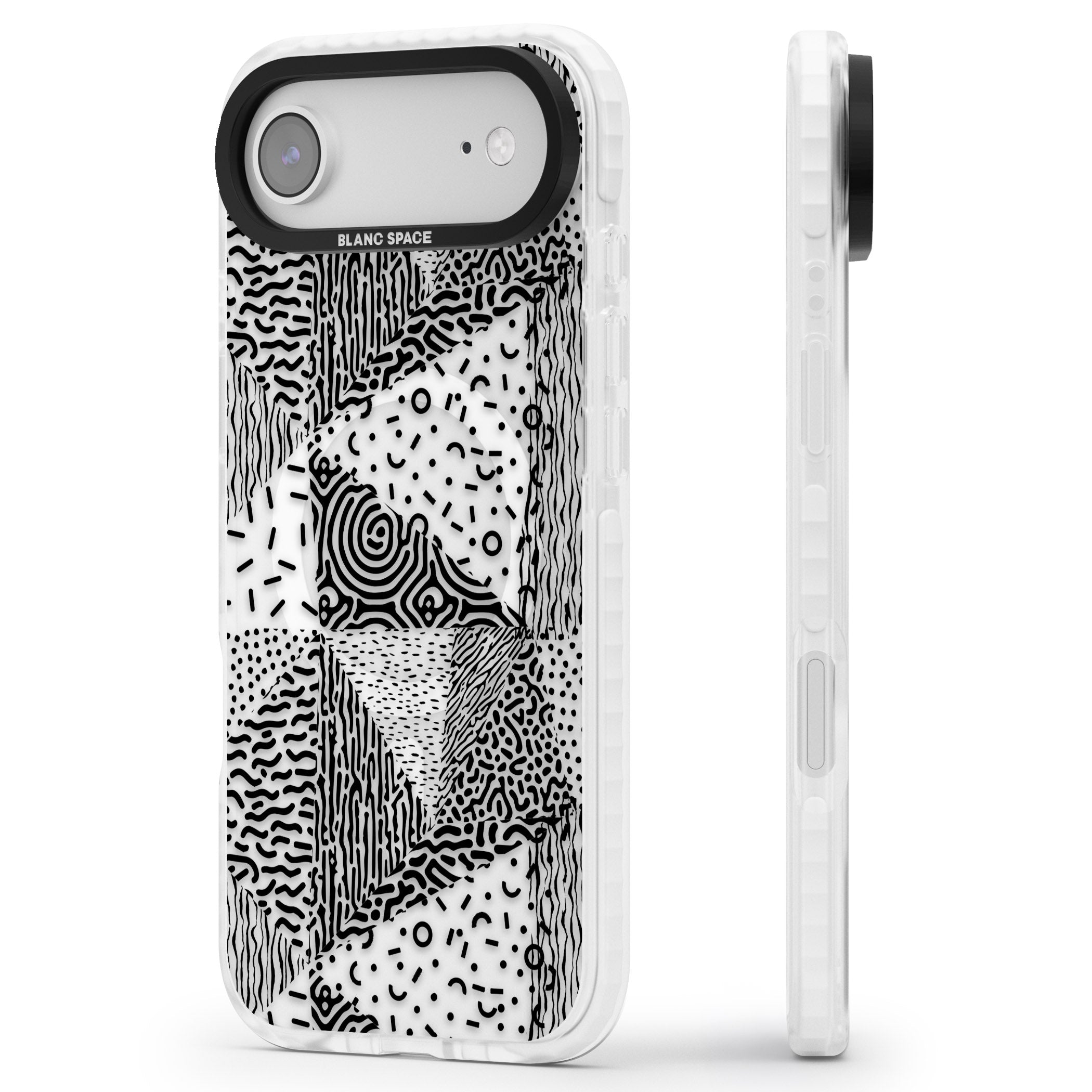 Monochrome Pattern iPhone 17 Air Impact Pro Clear Phone Case Side Profile