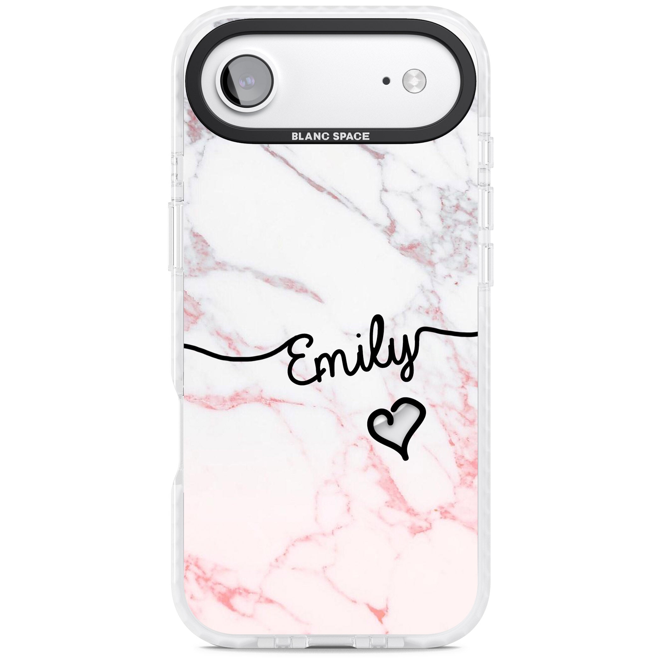 Personalised Pink Fade Marble Heart iPhone 17 Air Impact Pro Clear Phone Case