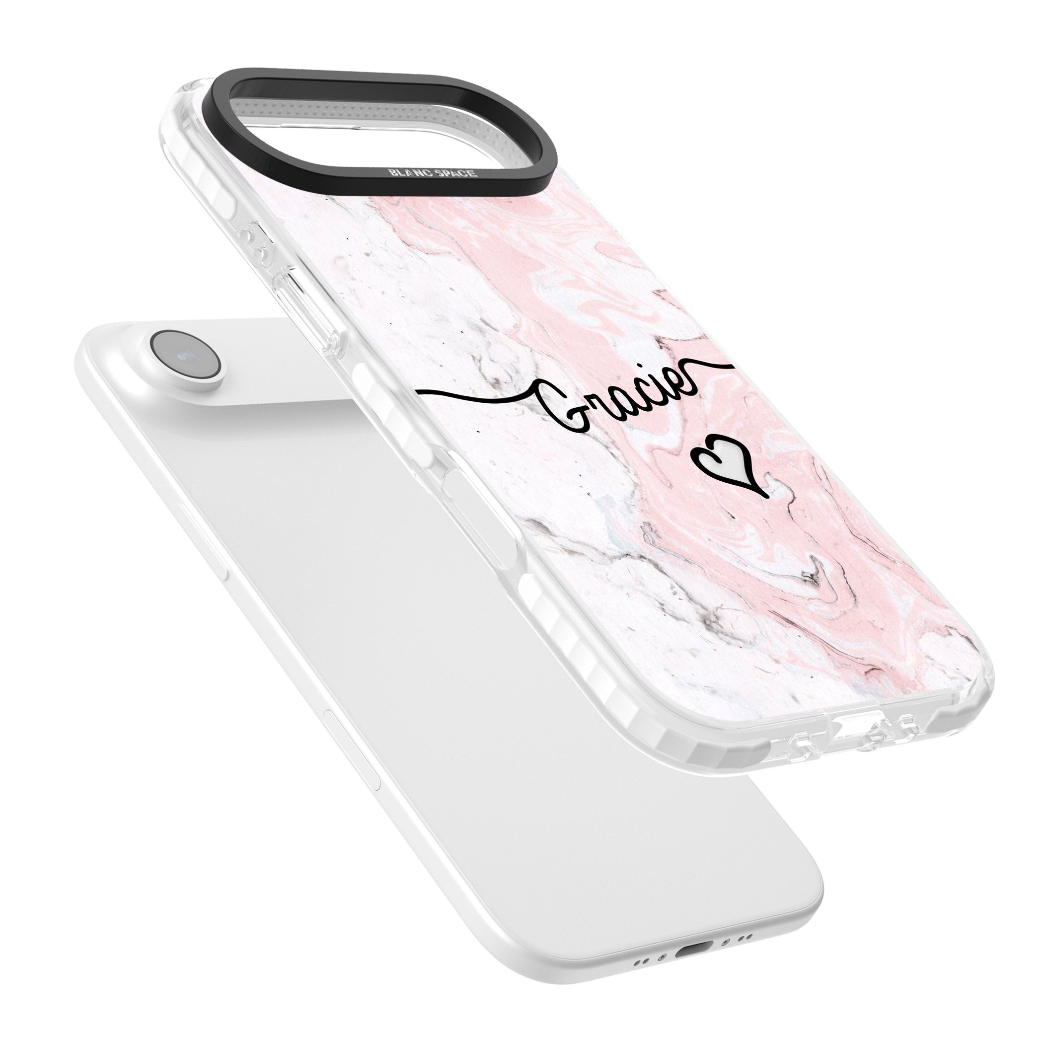 Personalised Pink Marble iPhone 17 Air Impact Pro Clear Phone Case Colours