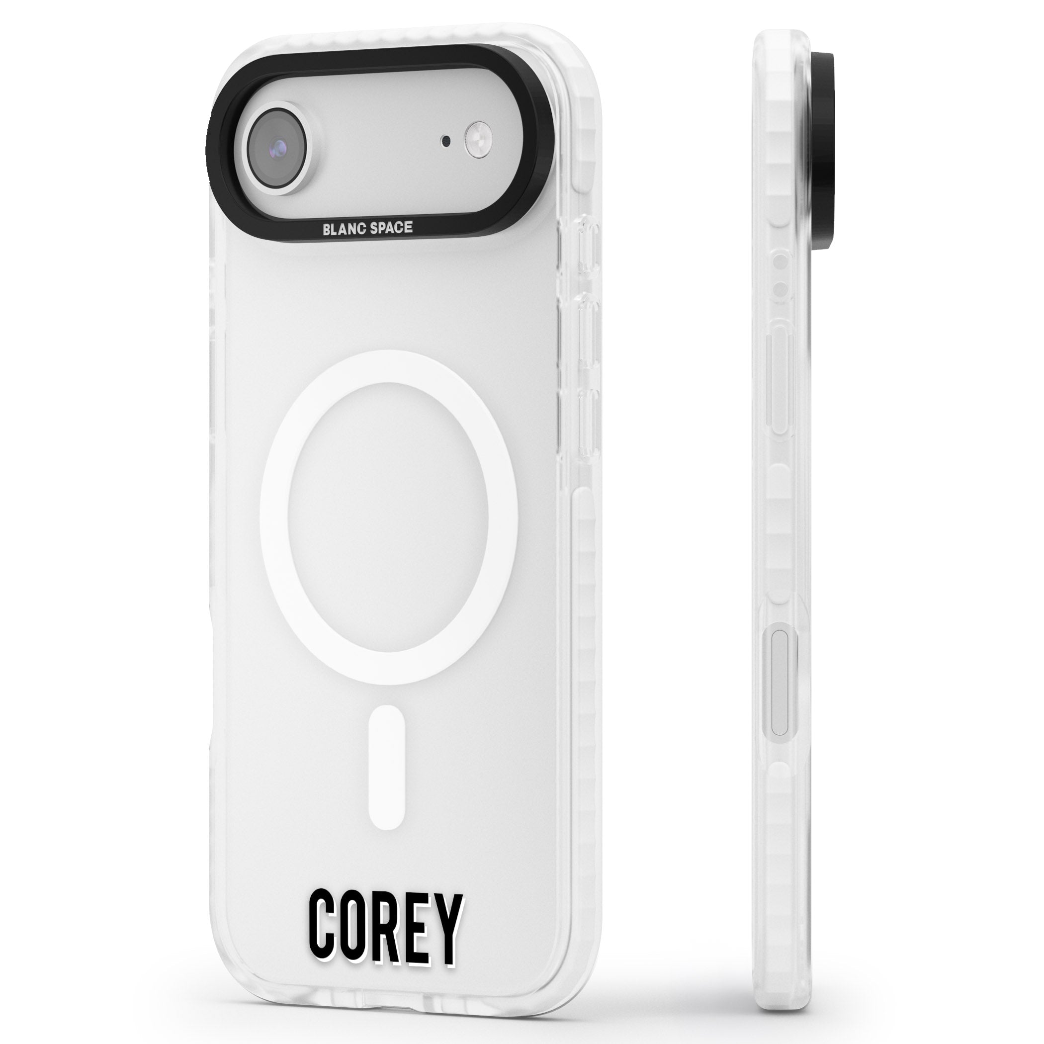 Personalised Bottom Name iPhone 17 Air Impact Pro Clear Phone Case Side Profile