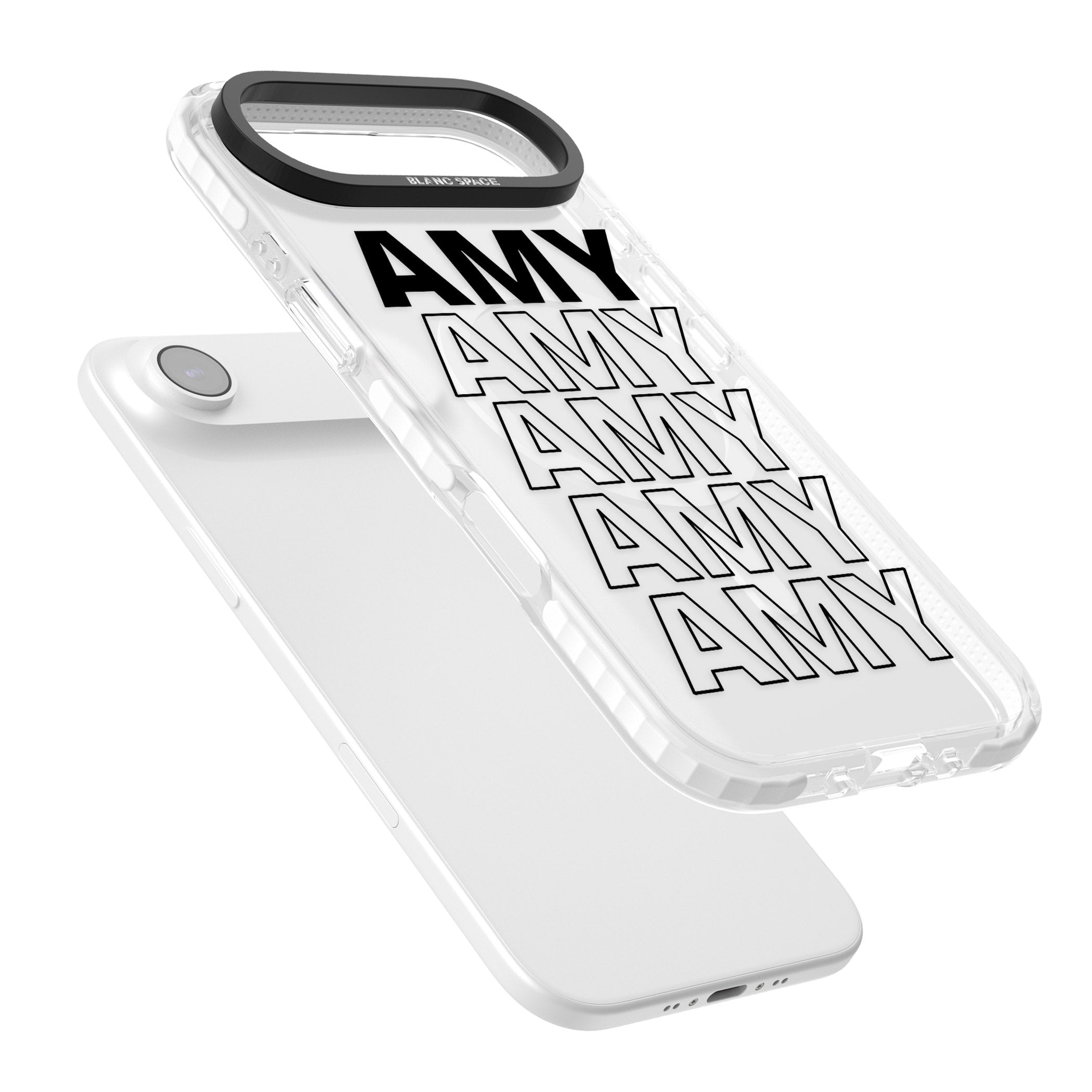 Personalised Bold Name Repetition iPhone 17 Air Impact Pro Clear Phone Case Colours