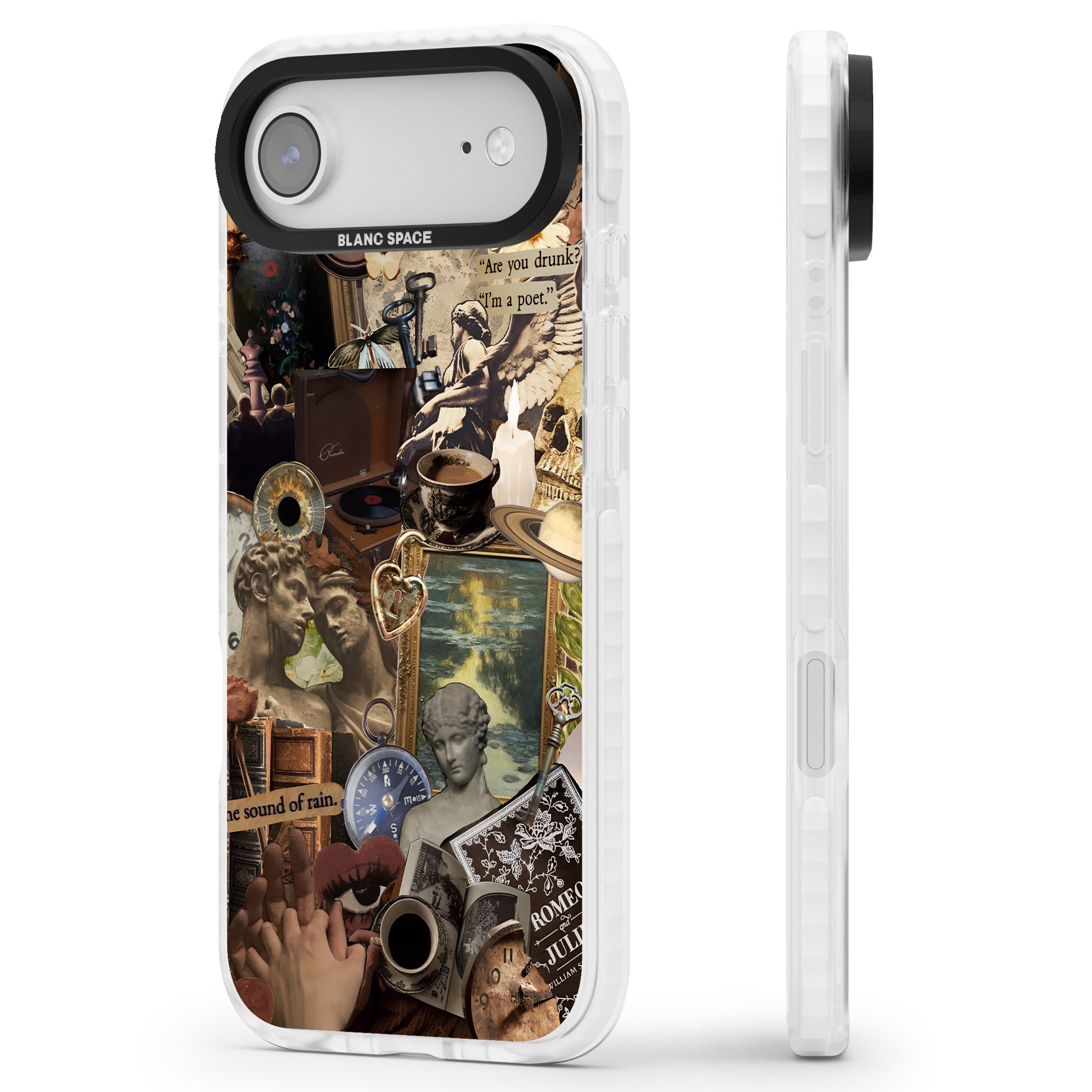 Vintage Academia Collage iPhone 17 Air Impact Pro Clear Phone Case Side Profile