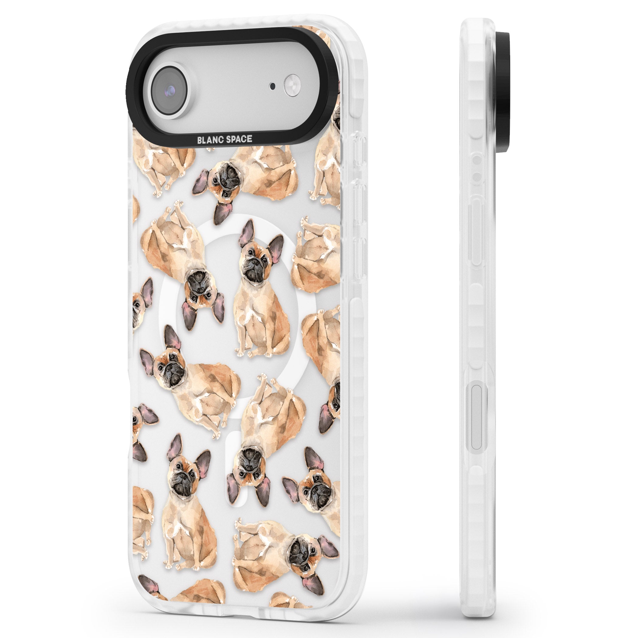 French Bulldog Watercolour Pattern iPhone 17 Air Impact Pro Clear Phone Case Side Profile
