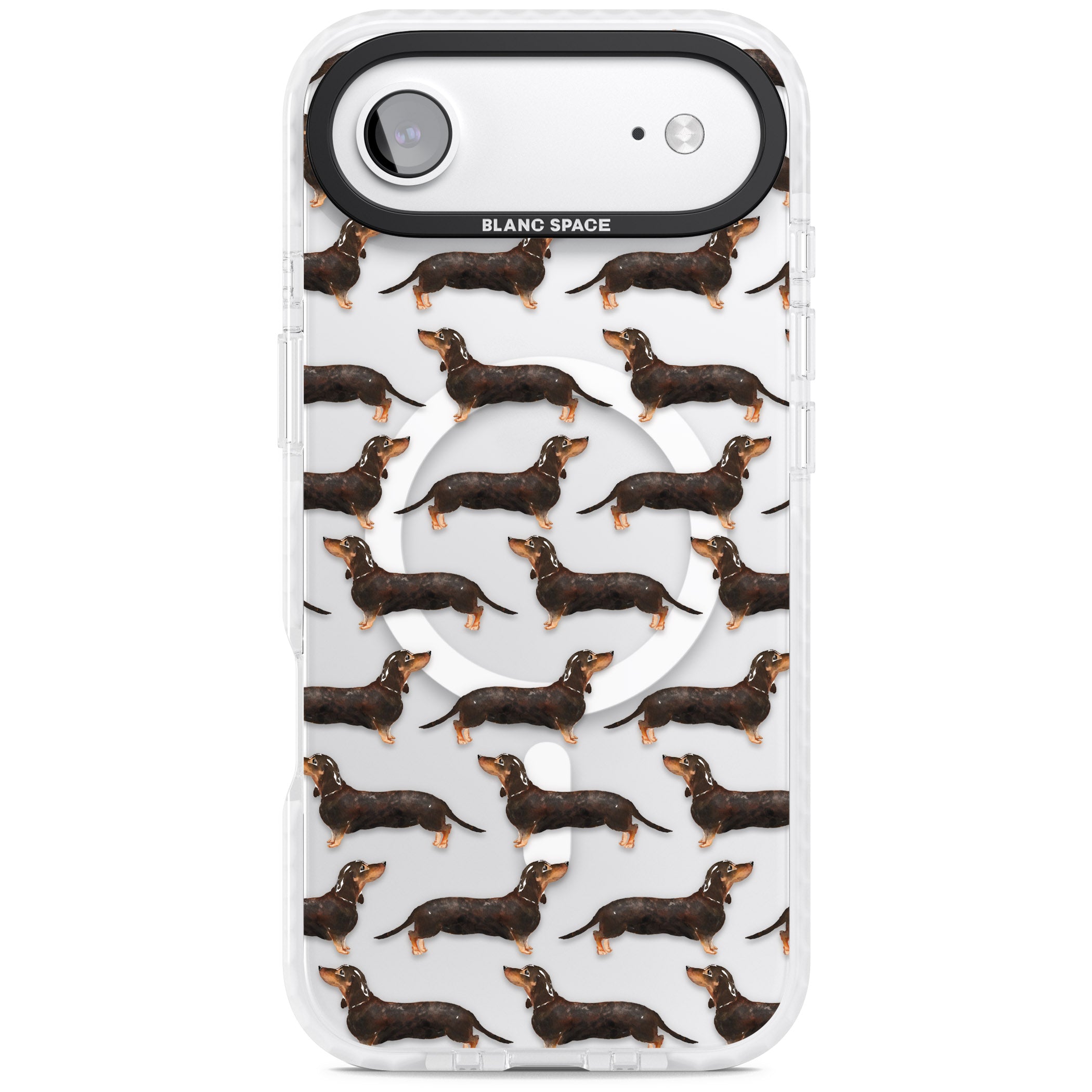 Dachshund Pattern Black Tan iPhone 17 Air Impact Pro Clear Phone Case