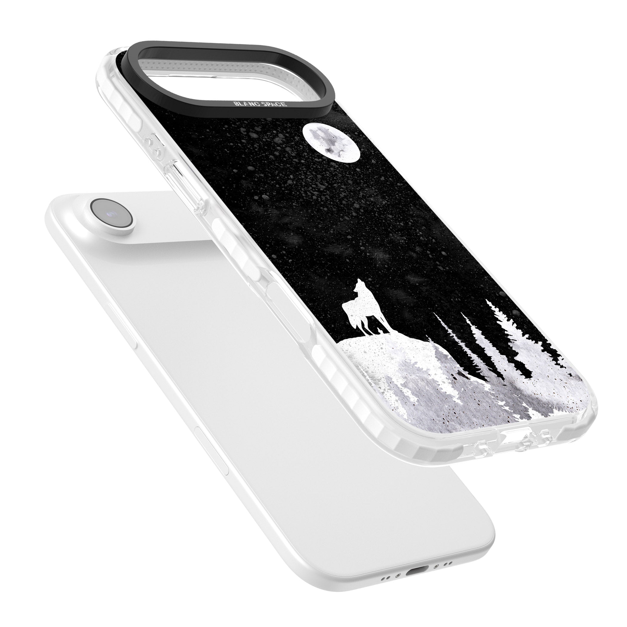 Moon Phases: Wolf & Full Moon iPhone 17 Air Impact Pro Clear Phone Case Colours
