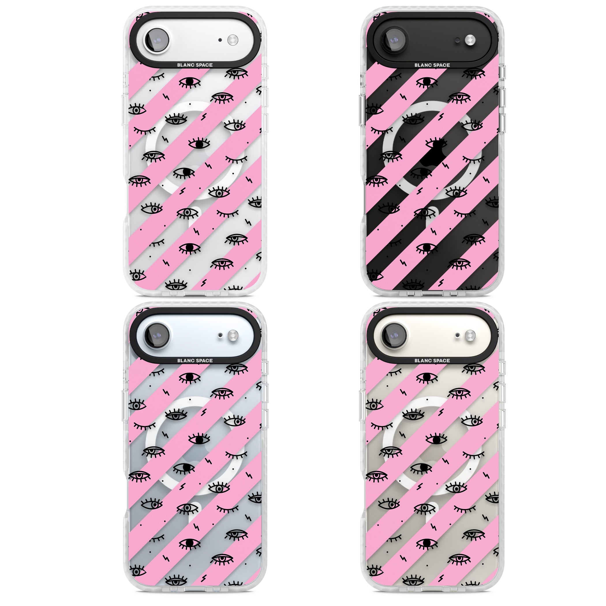 Pink Stripe Eyes iPhone 17 Air Impact Pro Clear Phone Case APT Impact Protection