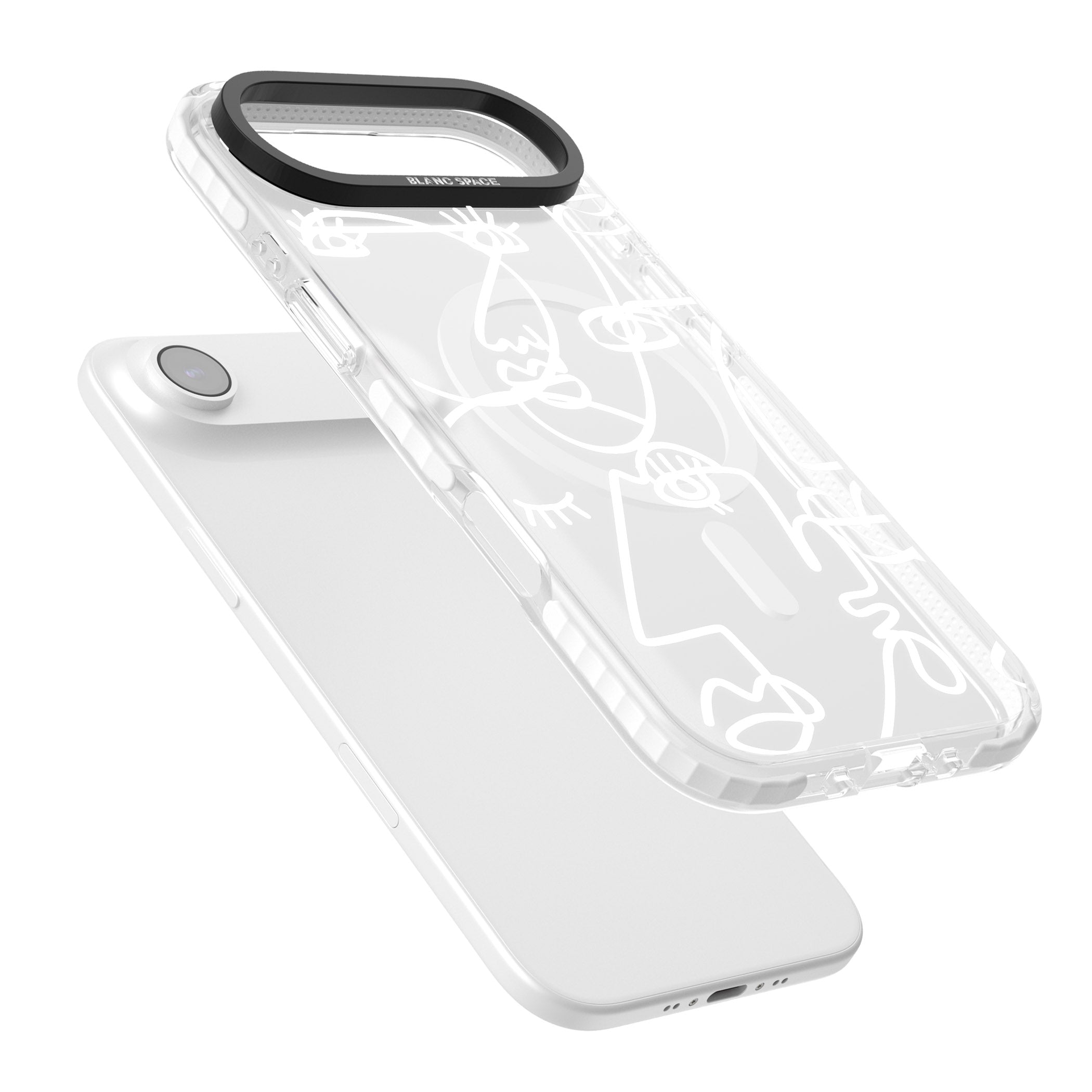 Abstract Line Art White Clear iPhone 17 Air Impact Pro Clear Phone Case Colours