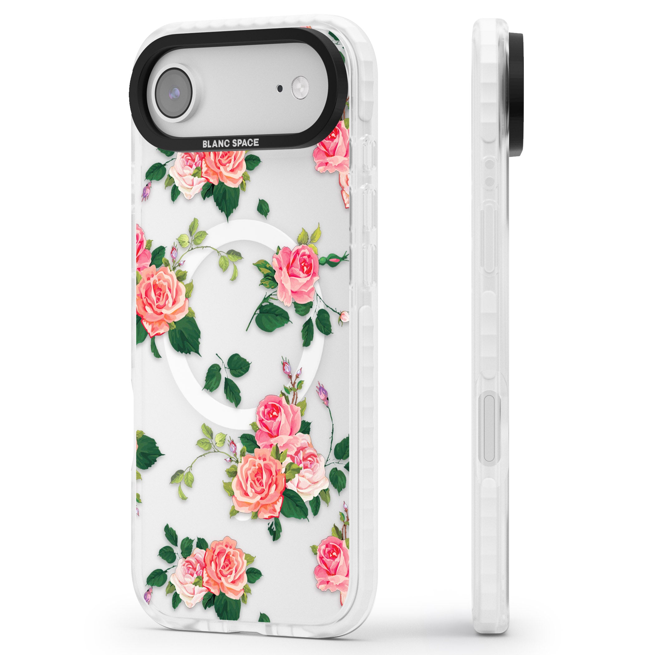 Pink Roses iPhone 17 Air Impact Pro Clear Phone Case Side Profile