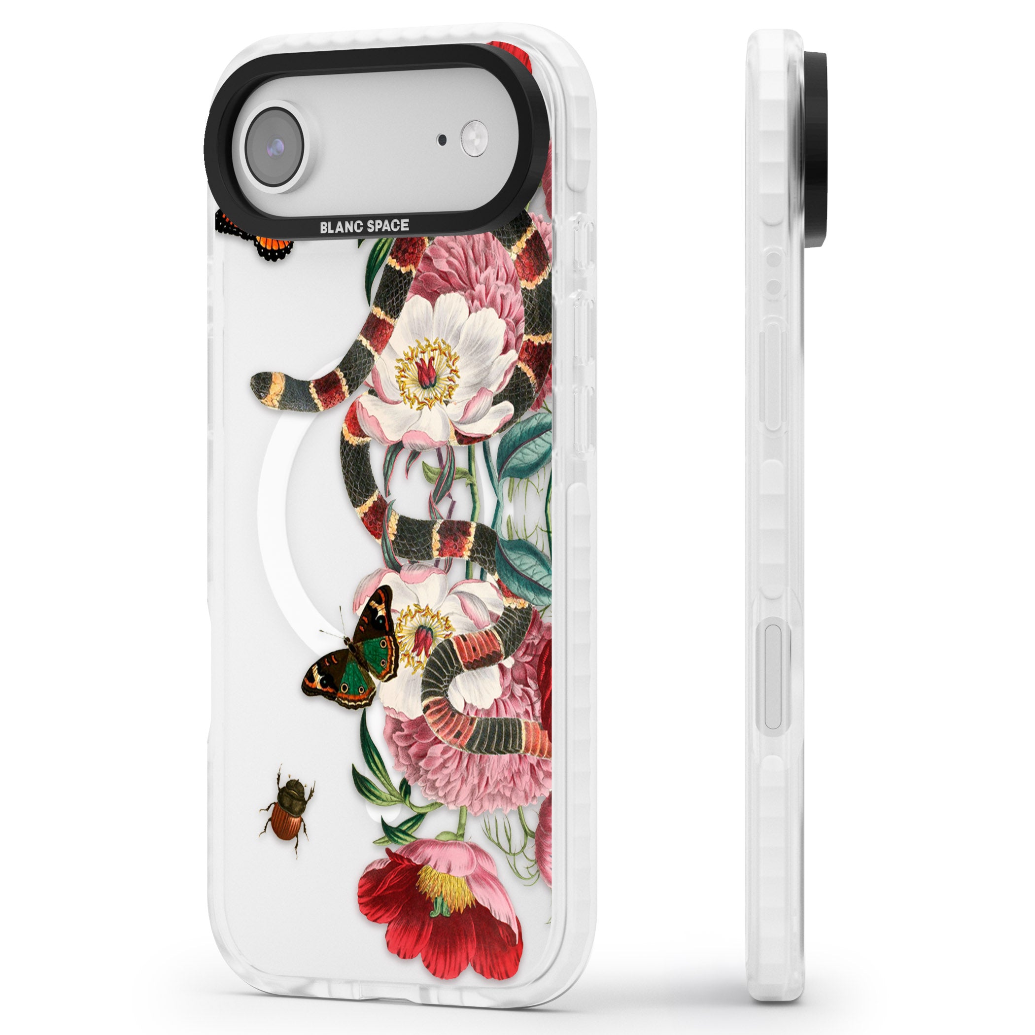 Floral Snake iPhone 17 Air Impact Pro Clear Phone Case Side Profile