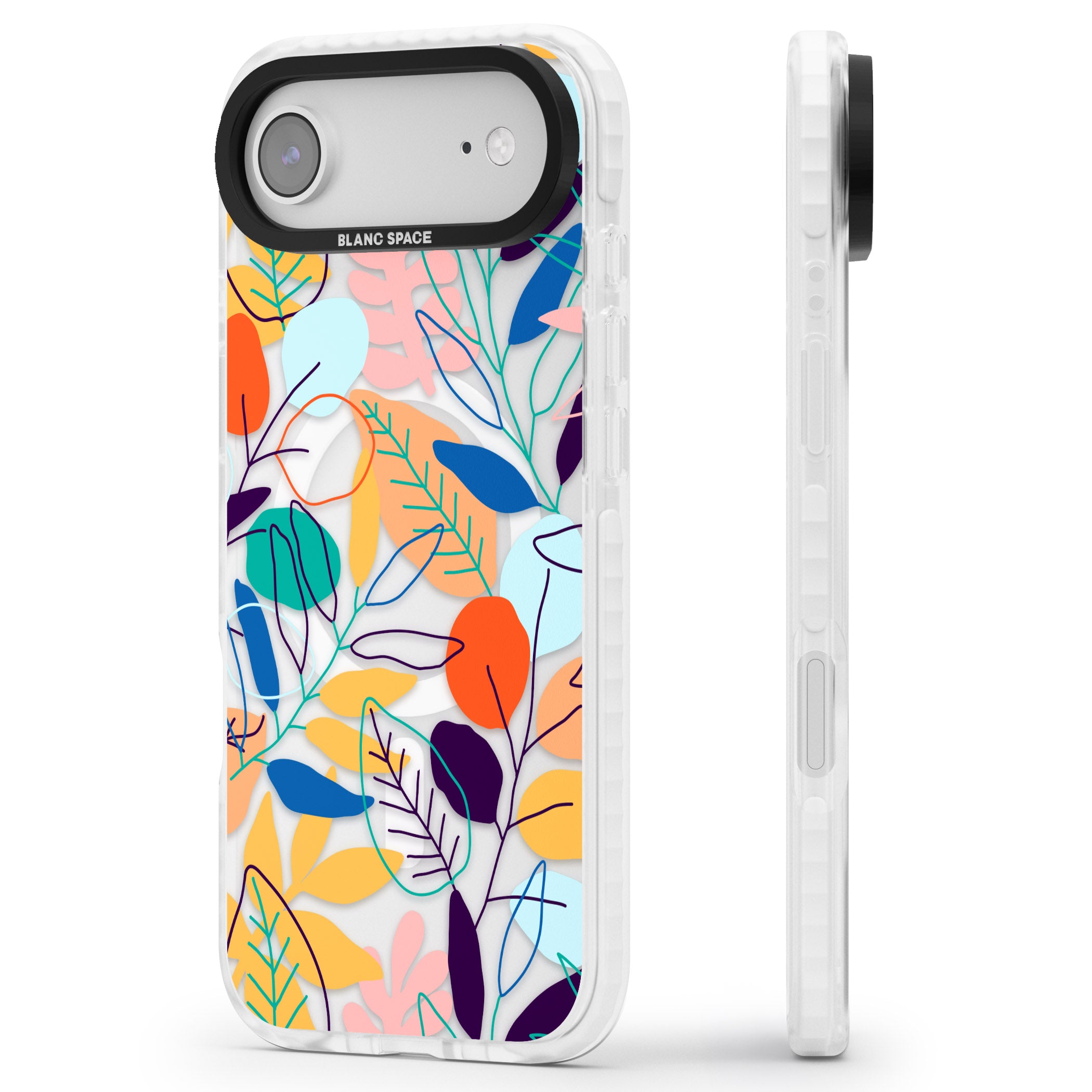 Abstract Line Drawn Leaves iPhone 17 Air Impact Pro Clear Phone Case Side Profile