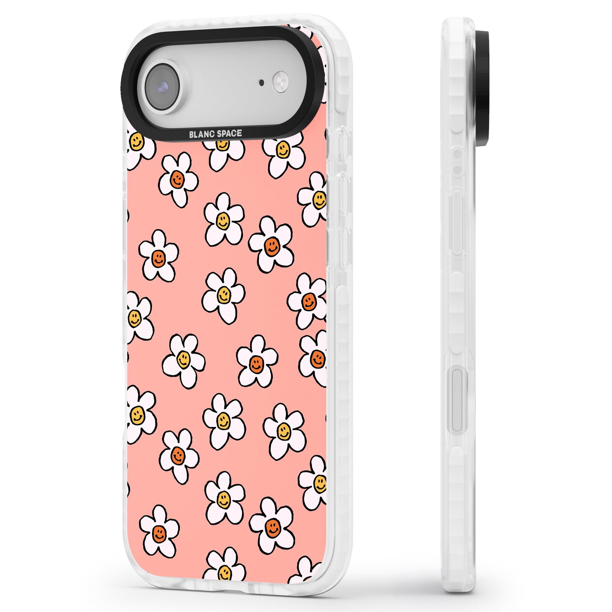 Peachy Daisy Smiles iPhone 17 Air Impact Pro Clear Phone Case Side Profile