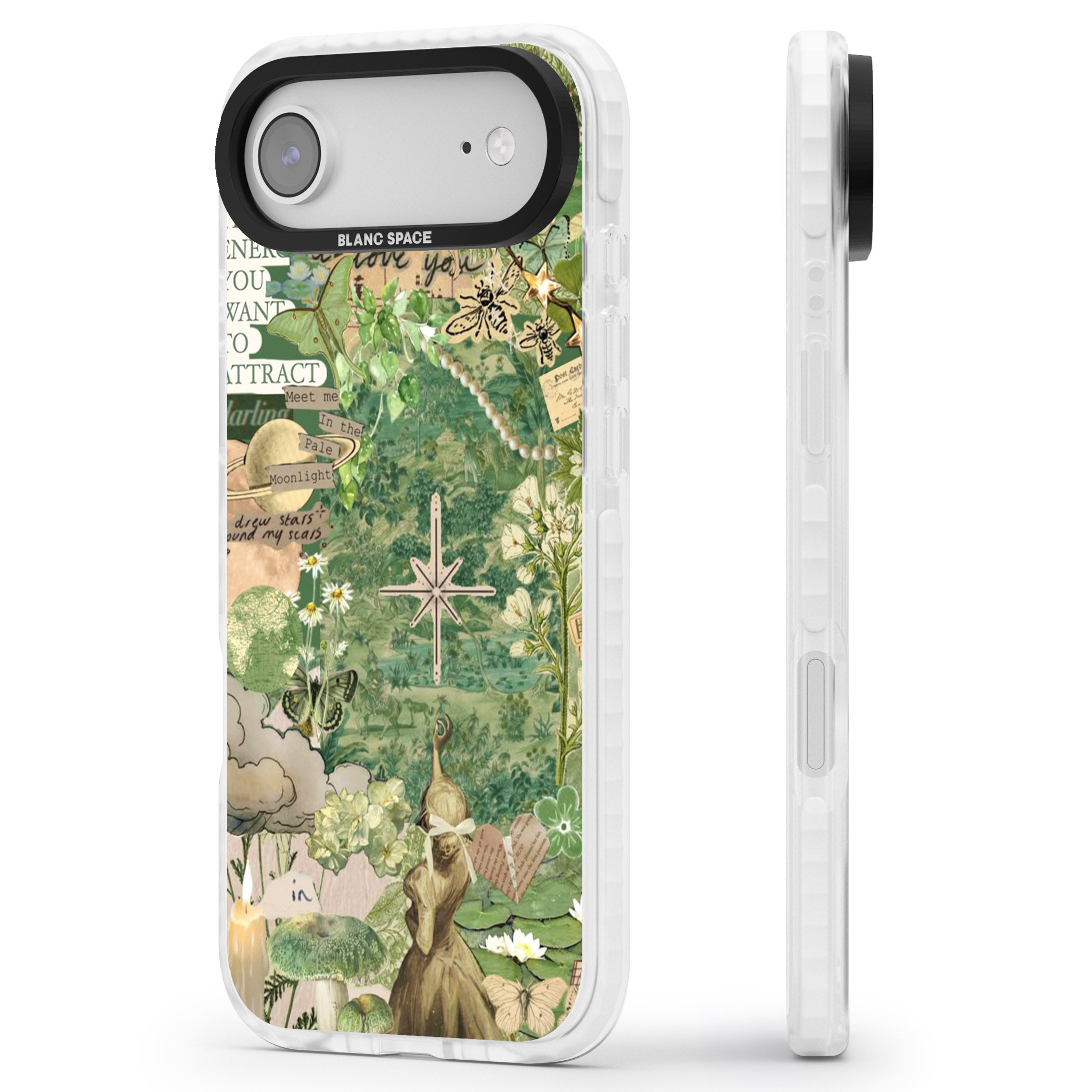 Green Vintage Collage iPhone 17 Air Impact Pro Clear Phone Case Side Profile