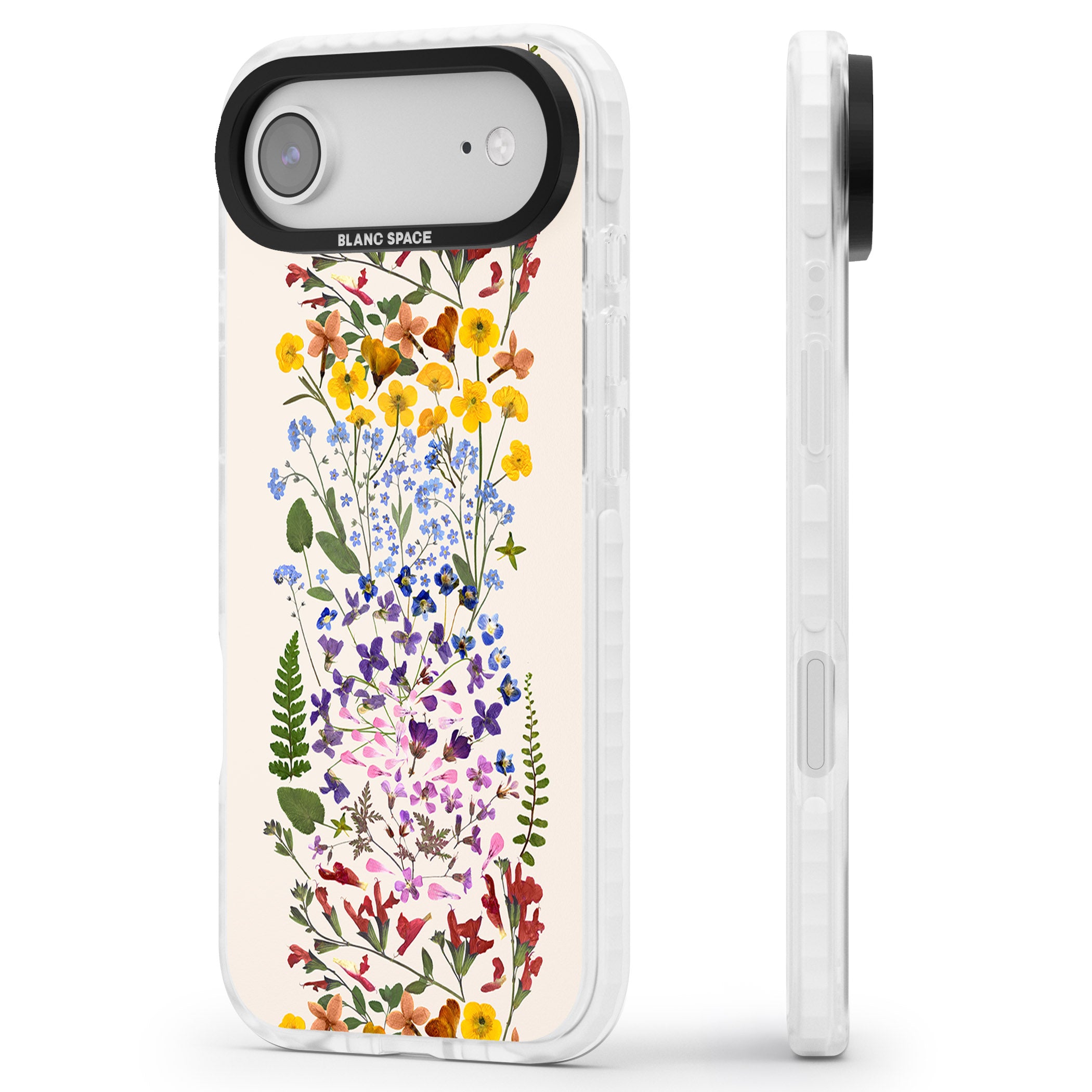 Cream Wildflower iPhone 17 Air Impact Pro Clear Phone Case Side Profile
