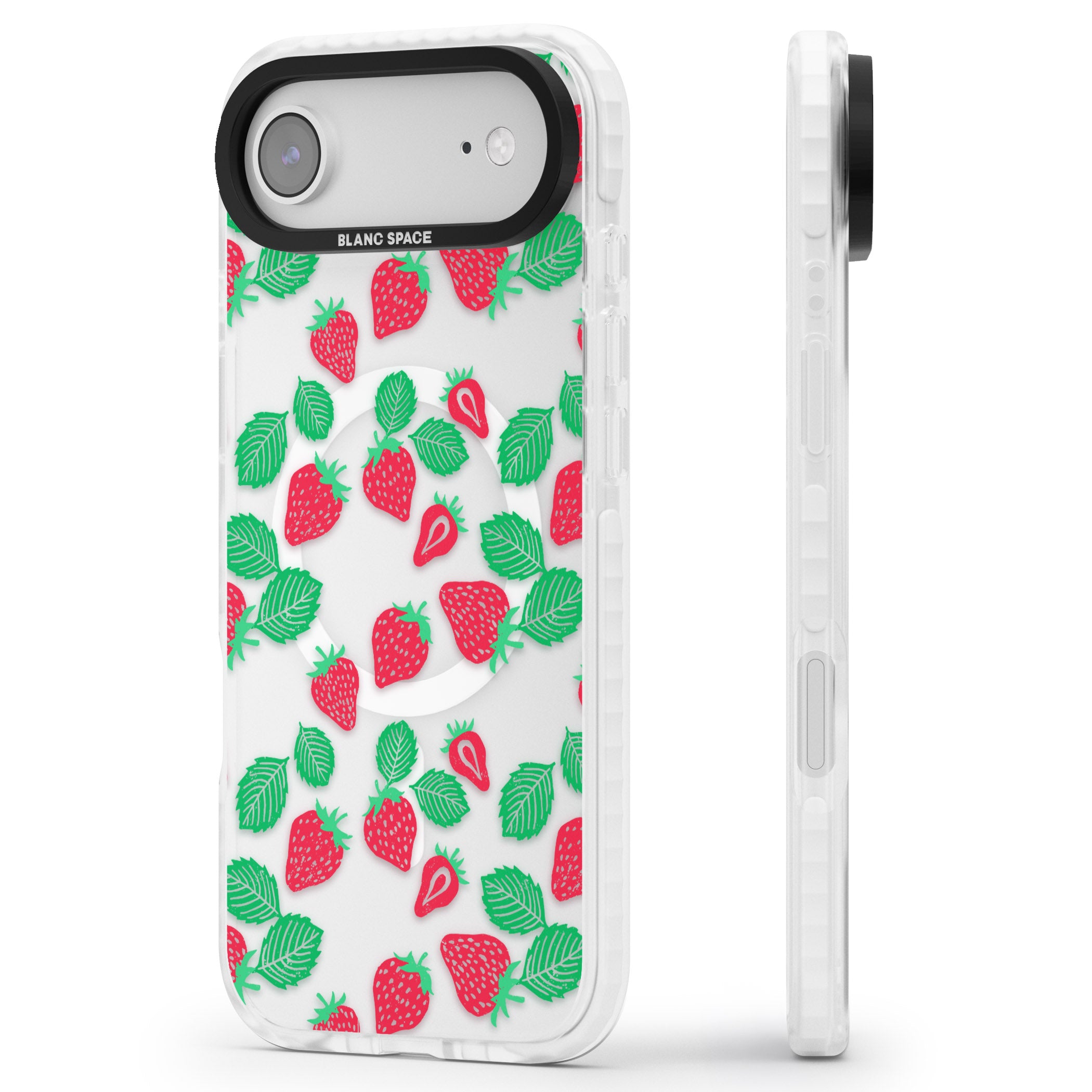Strawberry Delight iPhone 17 Air Impact Pro Clear Phone Case Side Profile