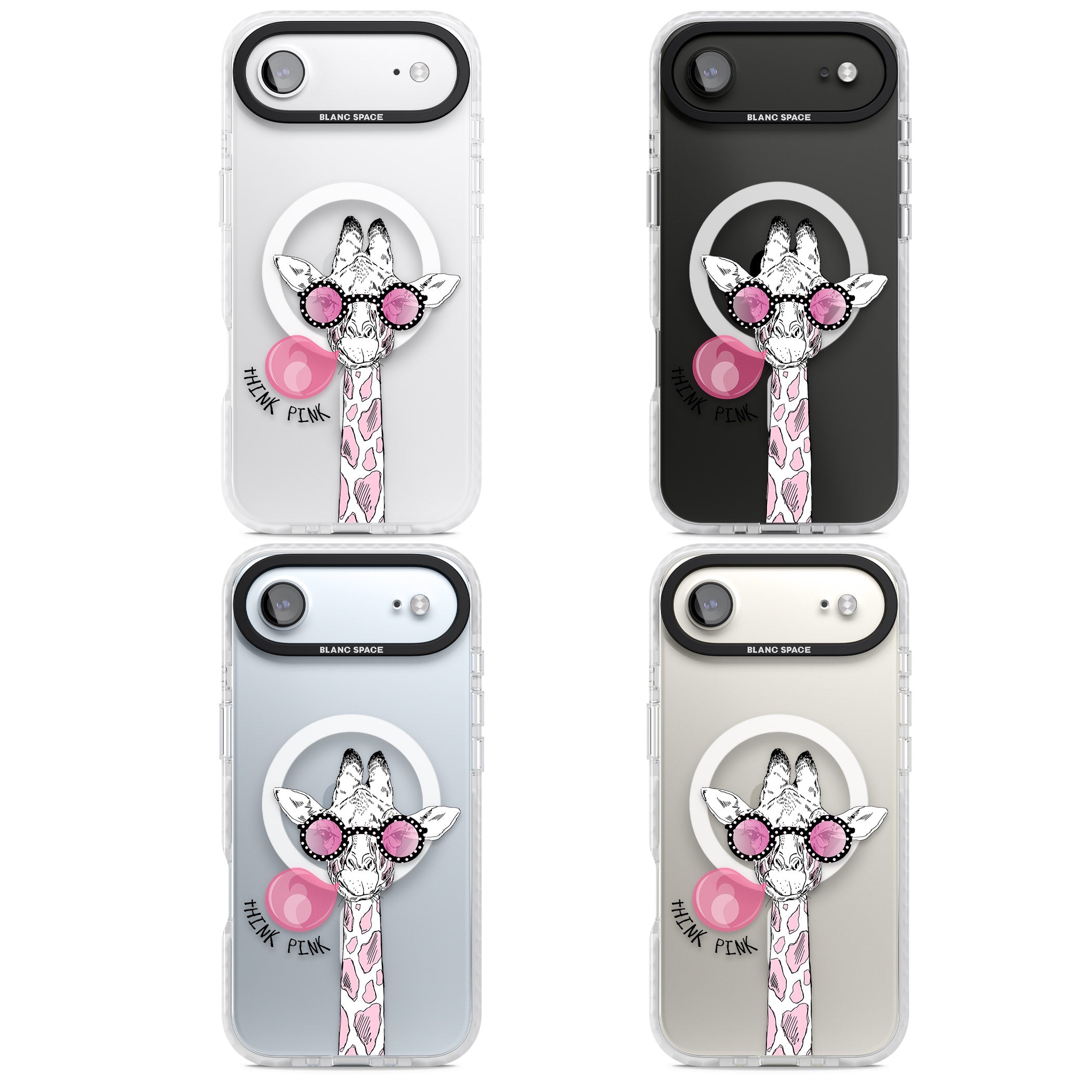 Think Pink Giraffe iPhone 17 Air Impact Pro Clear Phone Case APT Impact Protection