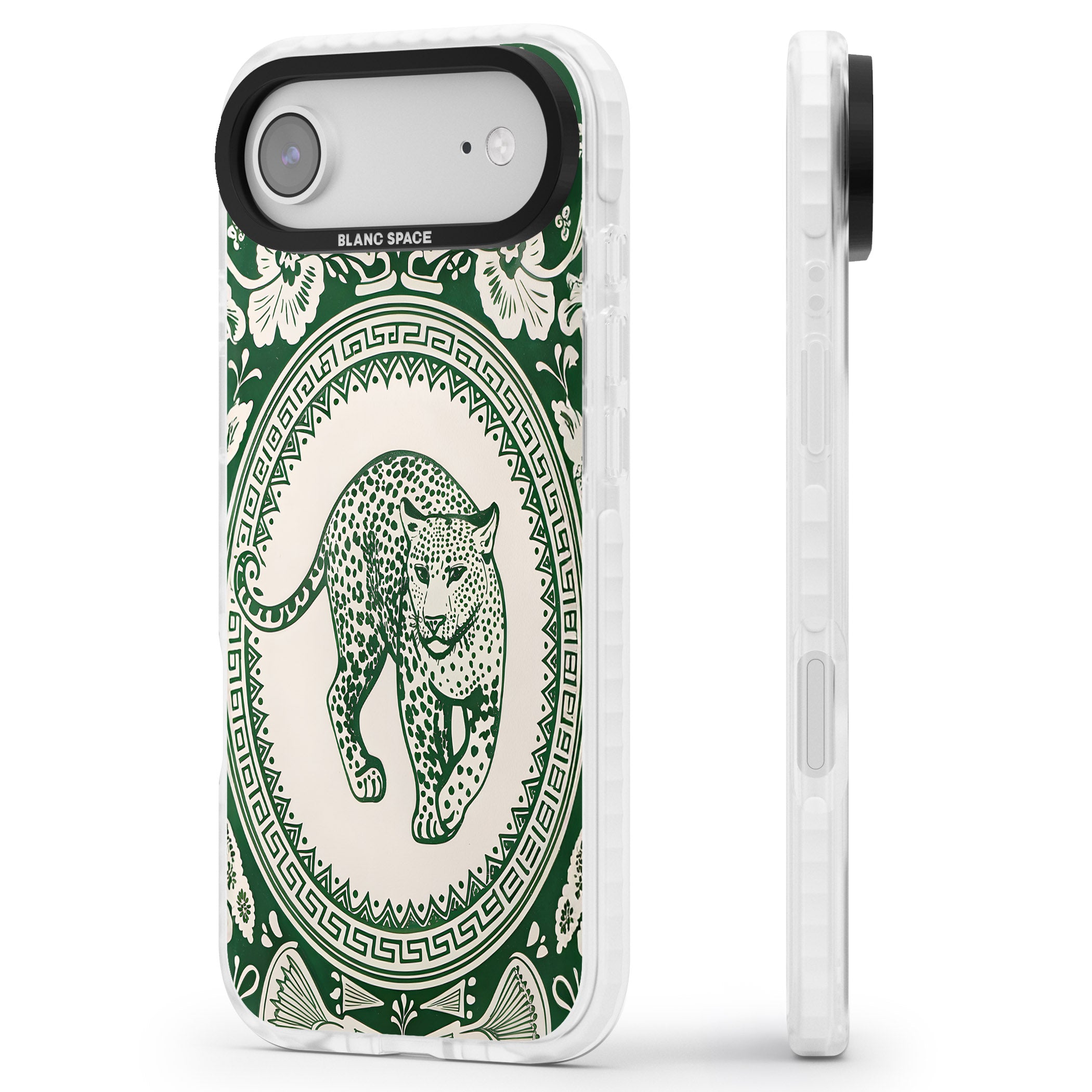 Green Leopard iPhone 17 Air Impact Pro Clear Phone Case Side Profile