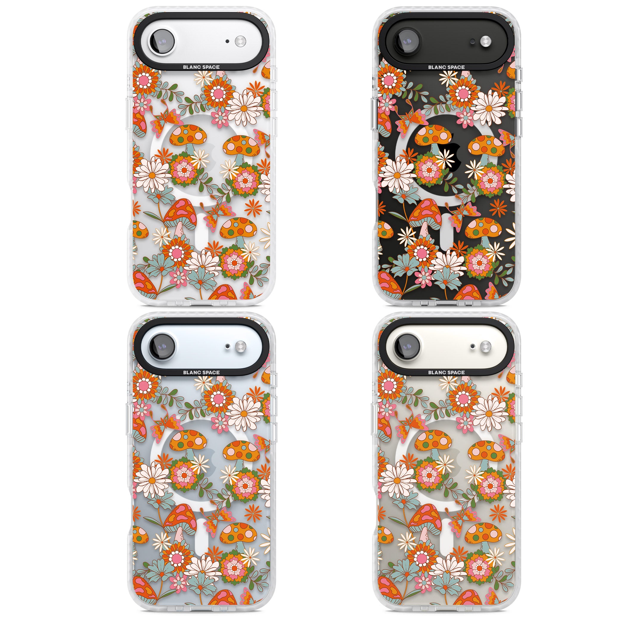 Groovy Shrooms & Flowers iPhone 17 Air Impact Pro Clear Phone Case APT Impact Protection