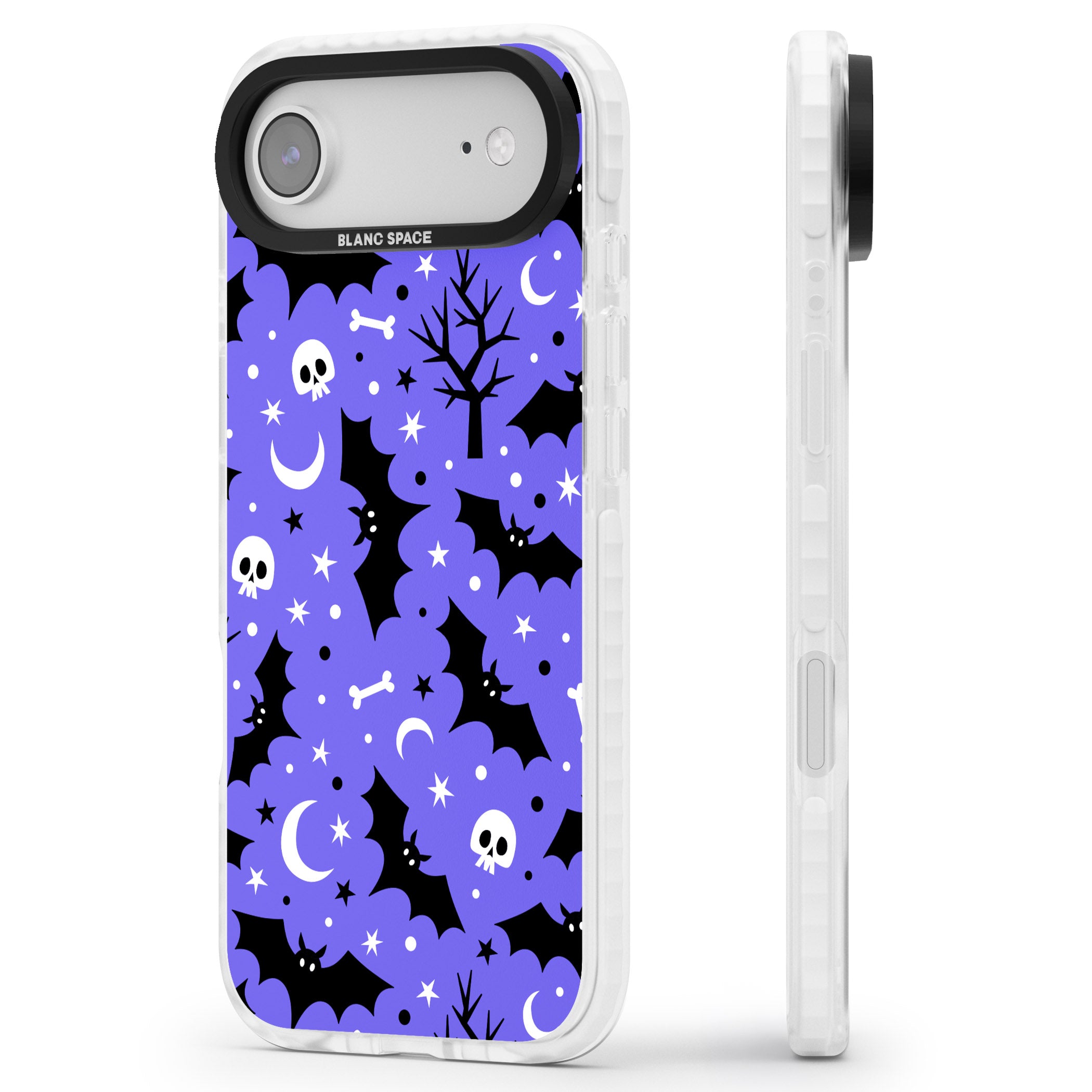 Bats N' Bones Pattern iPhone 17 Air Impact Pro Clear Phone Case Side Profile