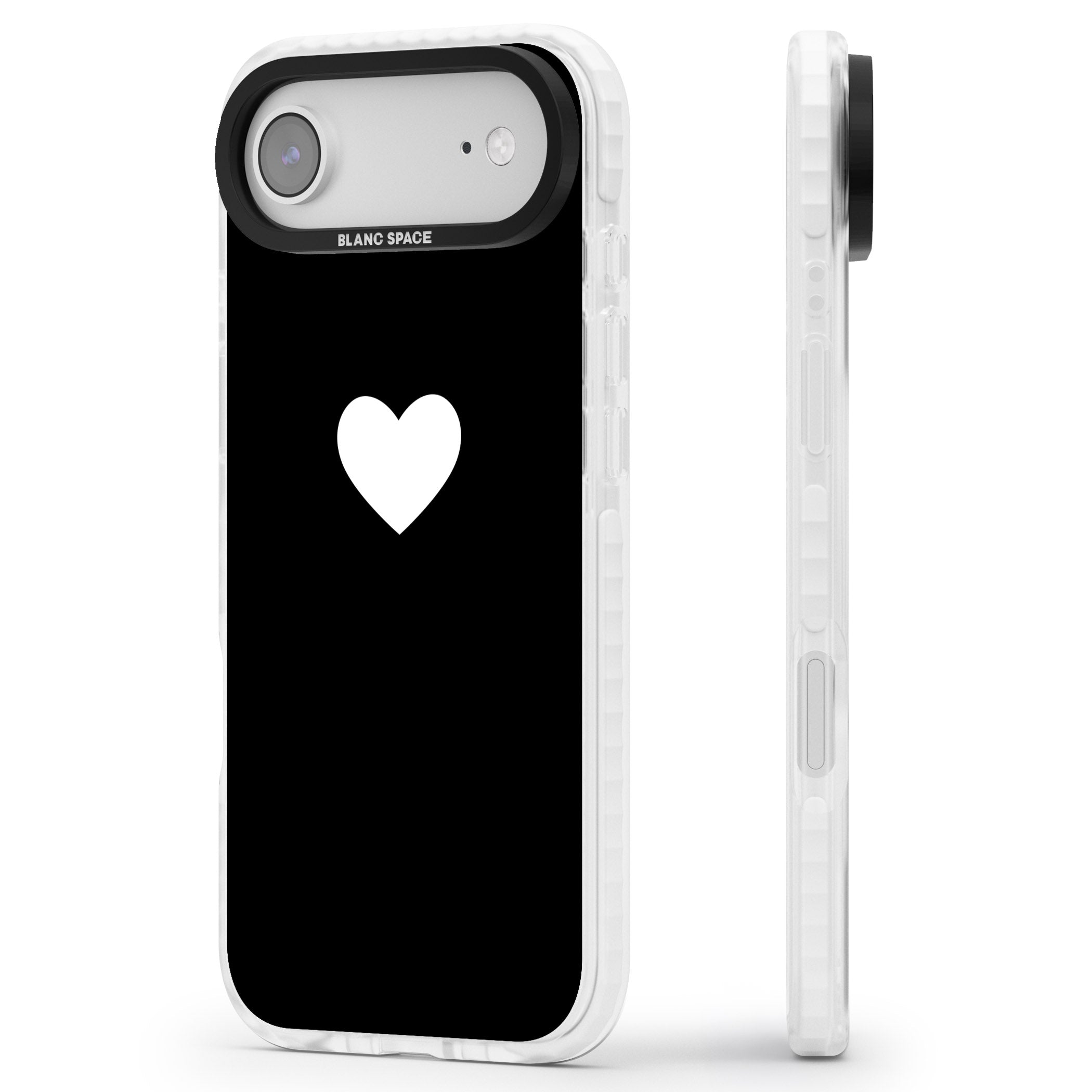 Single Heart Design: White & iPhone 17 Air Impact Pro Clear Phone Case Side Profile