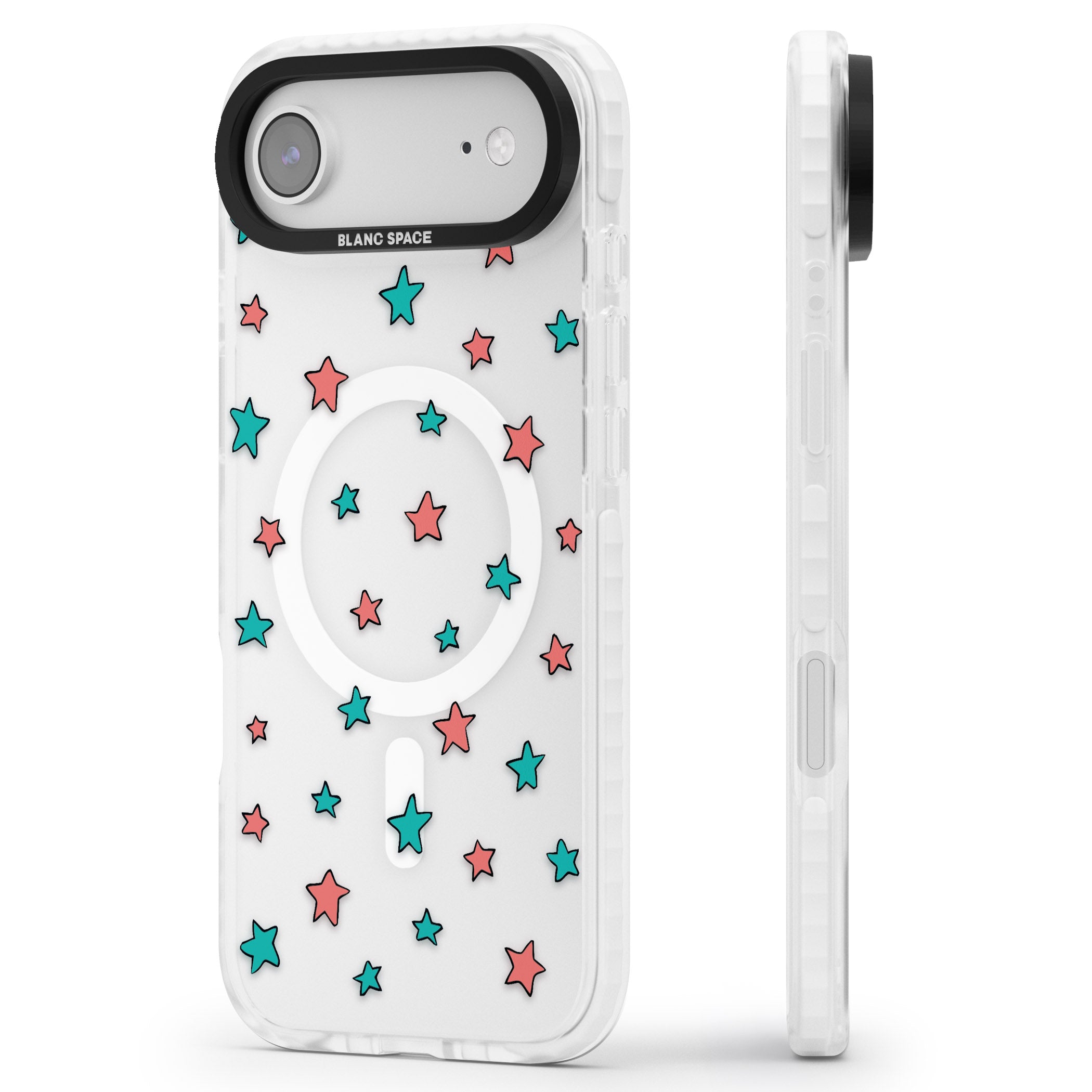 Heartstopper Stars Pattern iPhone 17 Air Impact Pro Clear Phone Case Side Profile