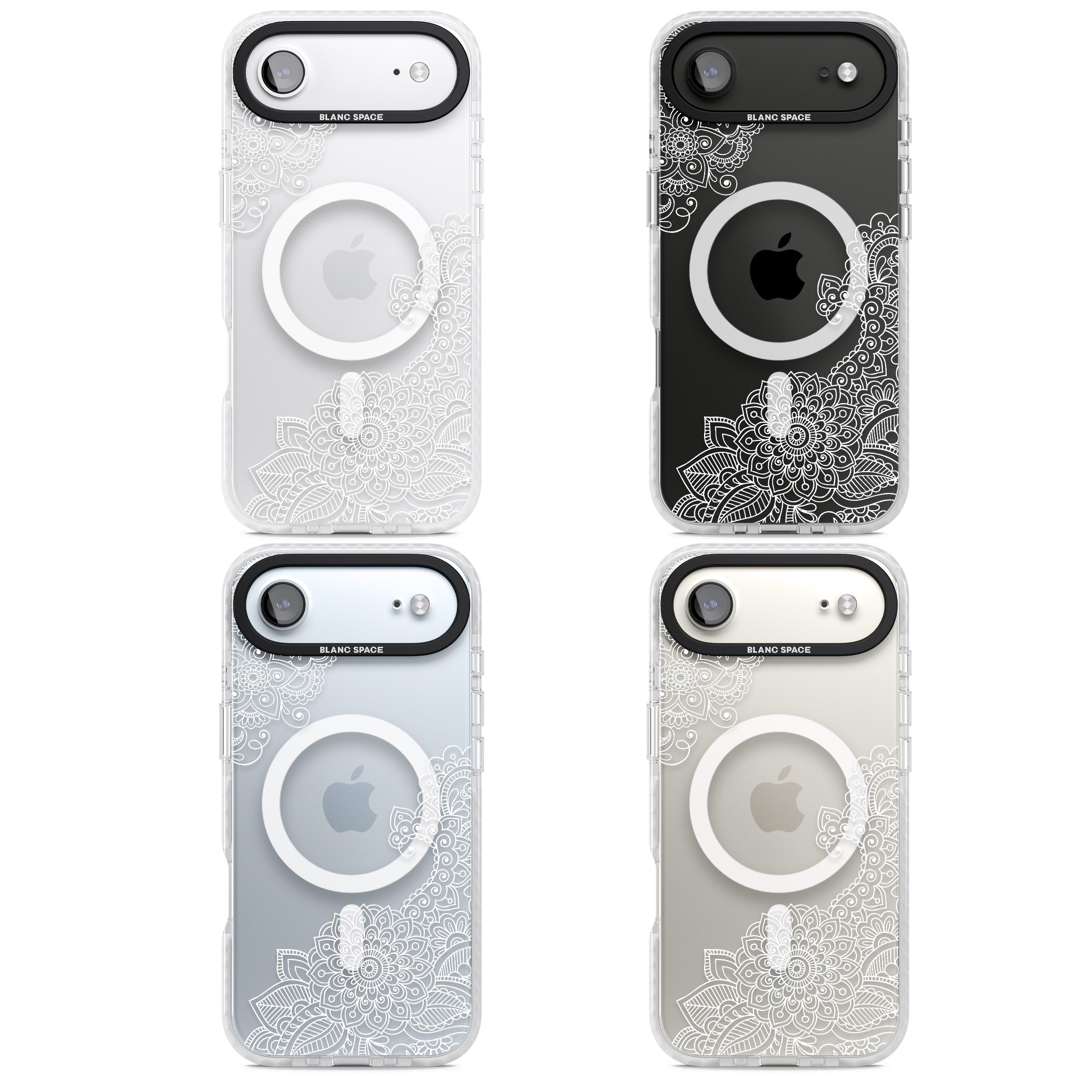 White Henna Botanicals iPhone 17 Air Impact Pro Clear Phone Case APT Impact Protection