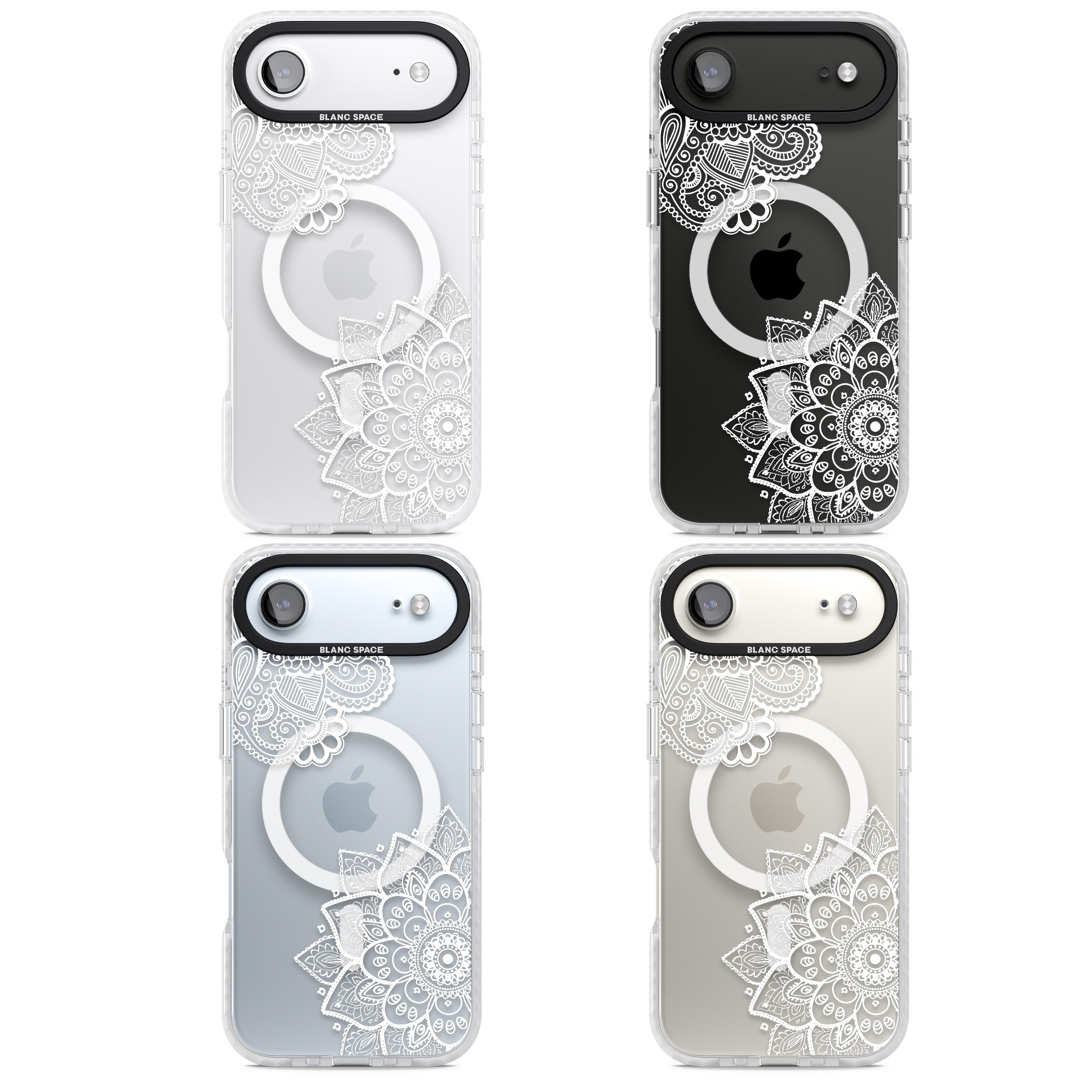 White Henna Florals iPhone 17 Air Impact Pro Clear Phone Case APT Impact Protection