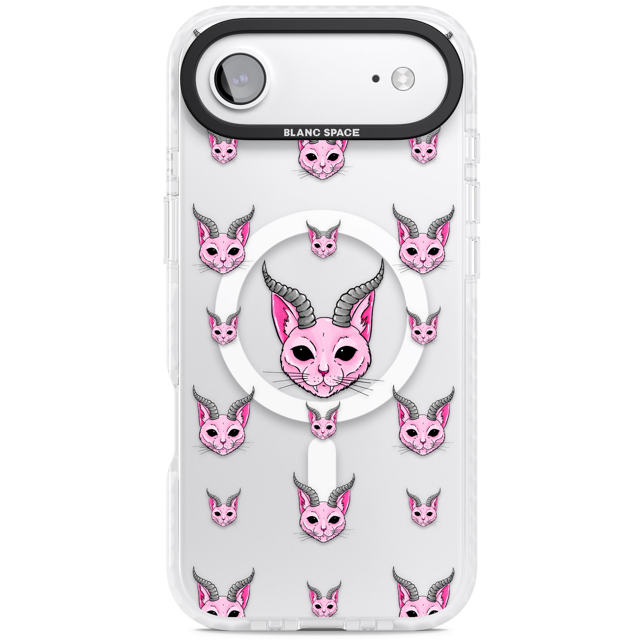 Demon Cat Pattern iPhone 17 Air Impact Pro Clear Phone Case