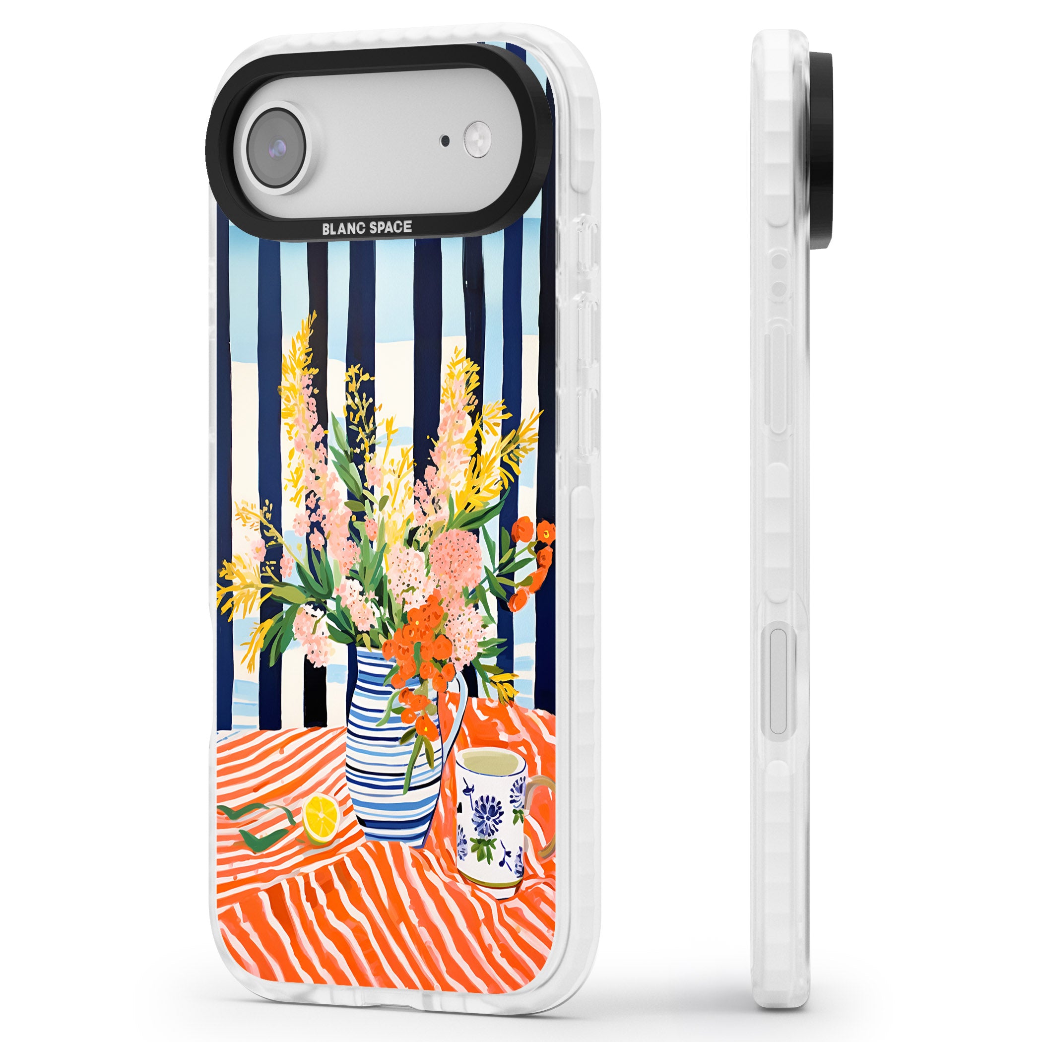 Seaside Flowers iPhone 17 Air Impact Pro Clear Phone Case Side Profile