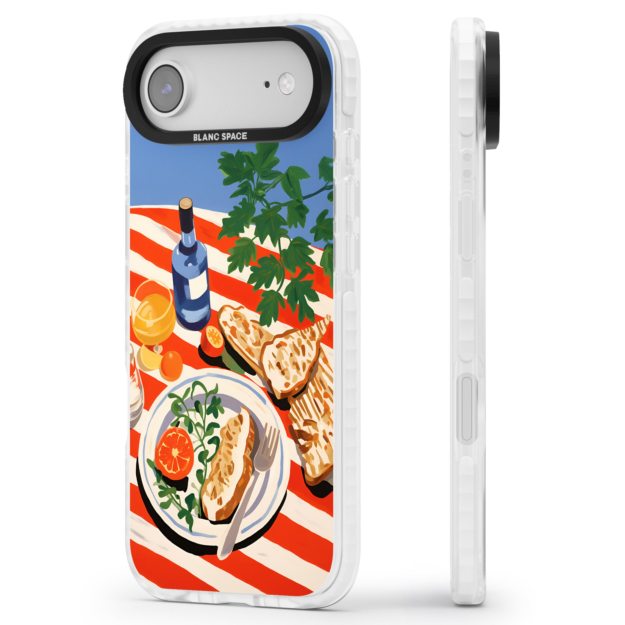 Mediterranean Lunch Table iPhone 17 Air Impact Pro Clear Phone Case Side Profile