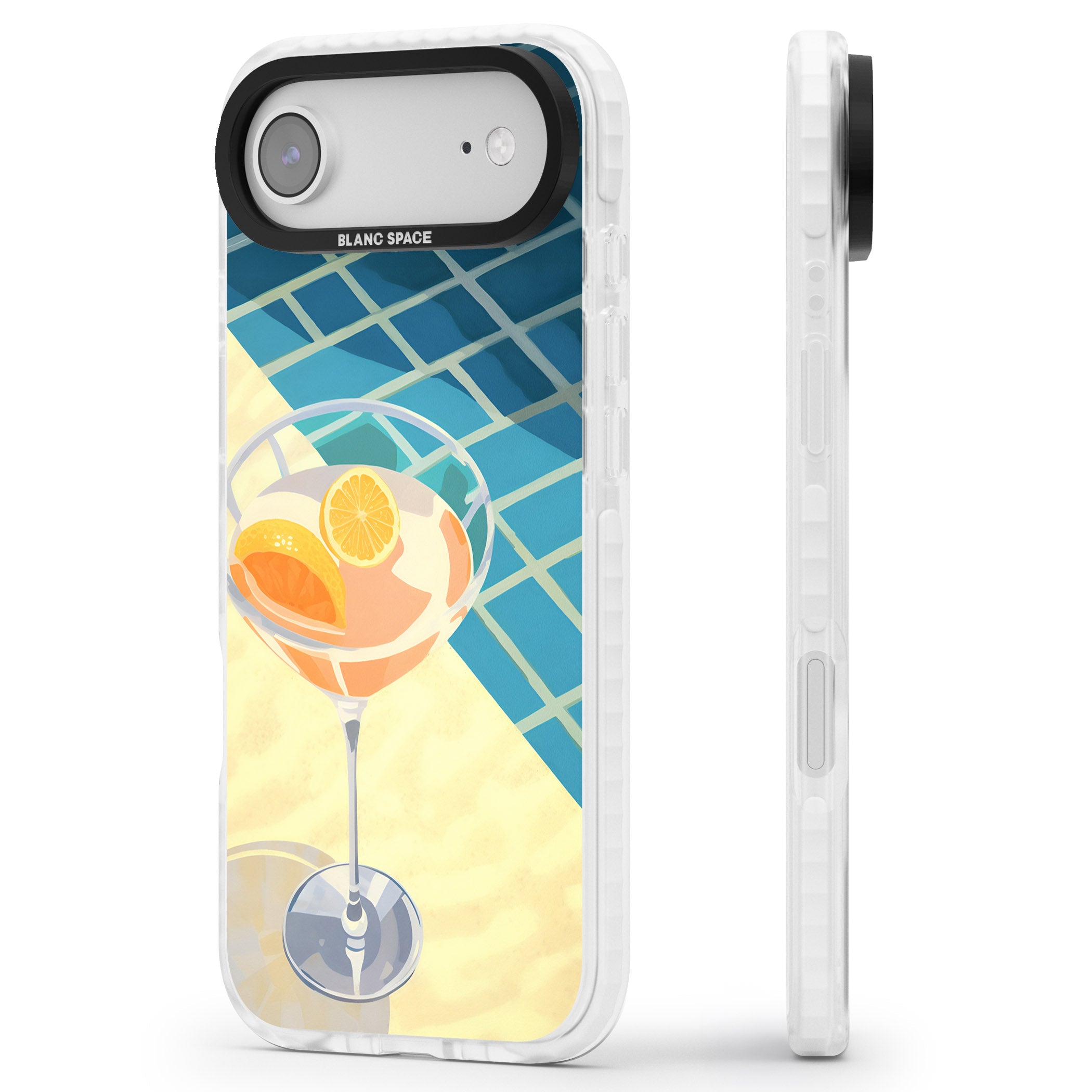 Poolside Citrus Cocktail iPhone 17 Air Impact Pro Clear Phone Case Side Profile
