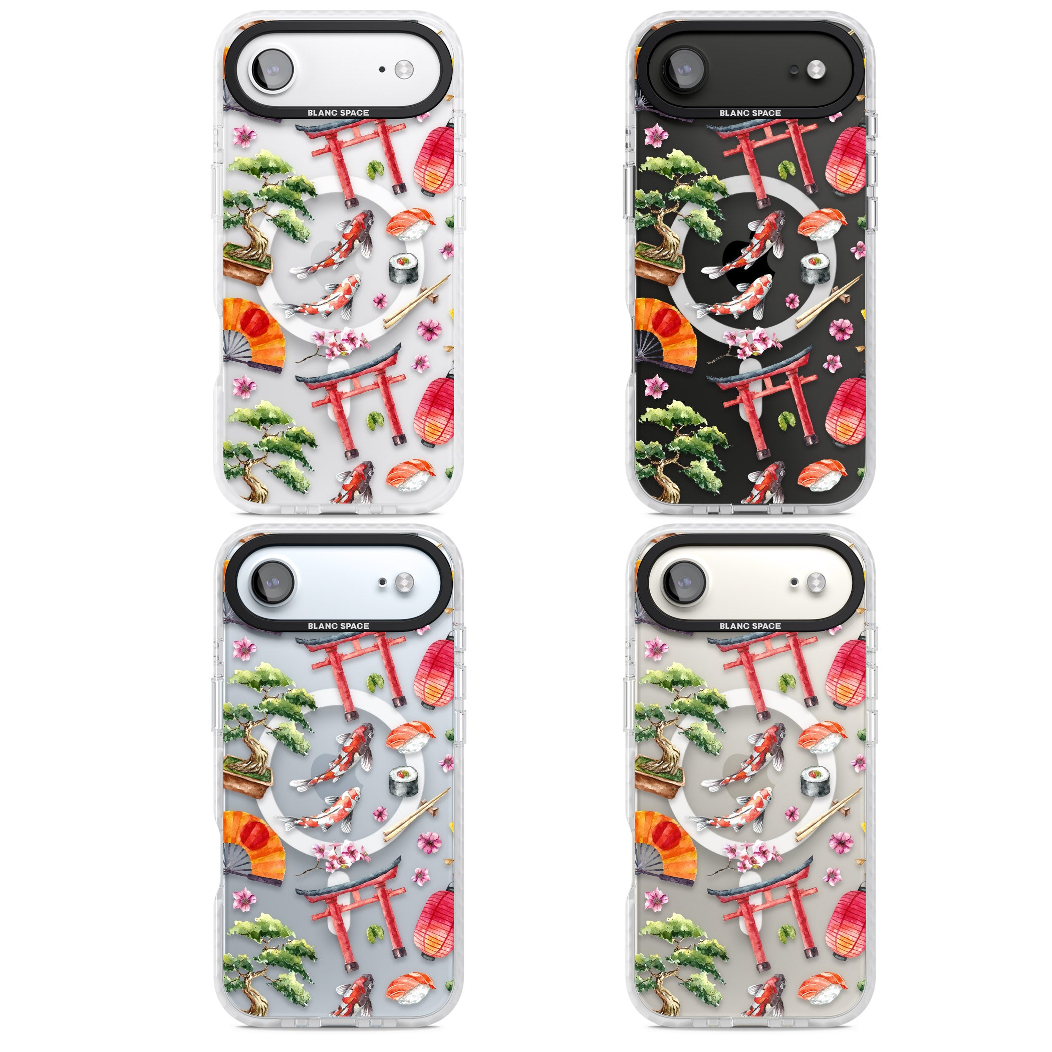 Japanese Watercolor iPhone 17 Air Impact Pro Clear Phone Case APT Impact Protection