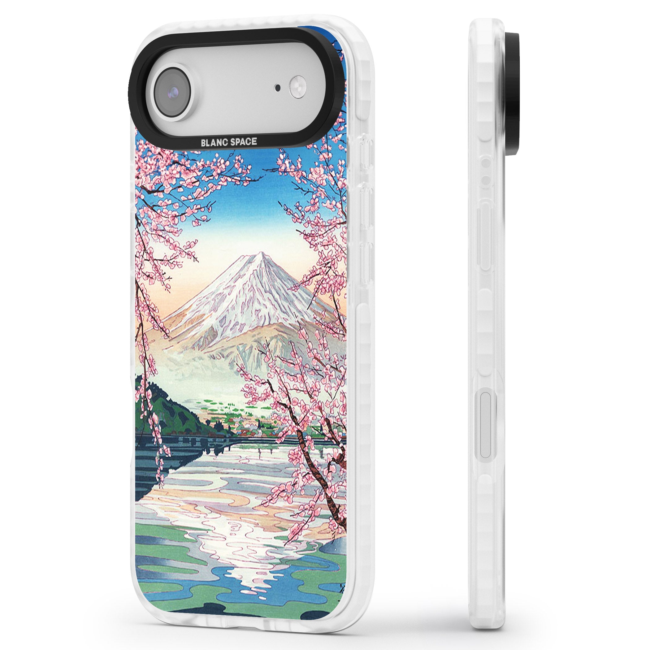 Mt Fuji From Lake Kawaguchi iPhone 17 Air Impact Pro Clear Phone Case Side Profile