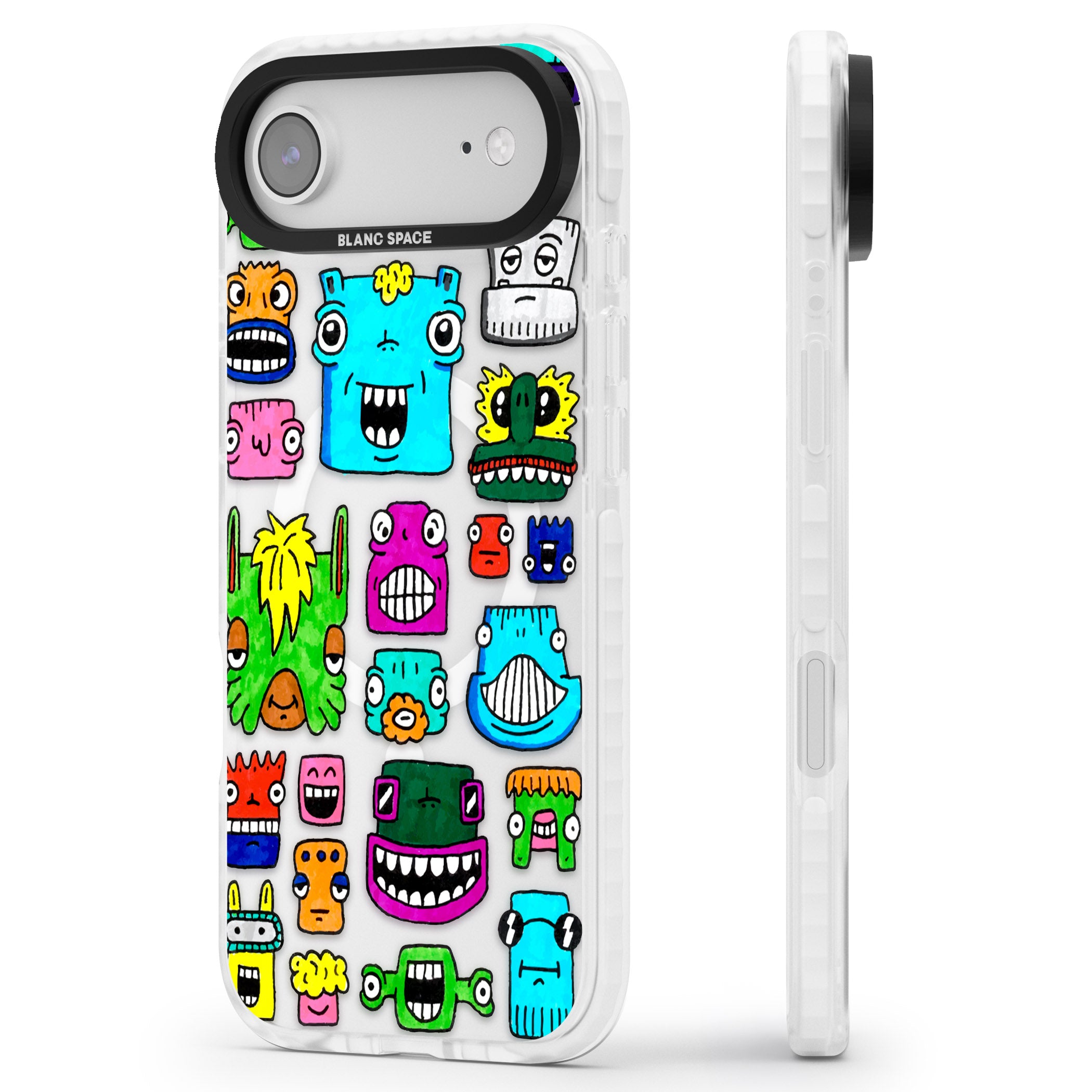 Burst Heads Colour iPhone 17 Air Impact Pro Clear Phone Case Side Profile