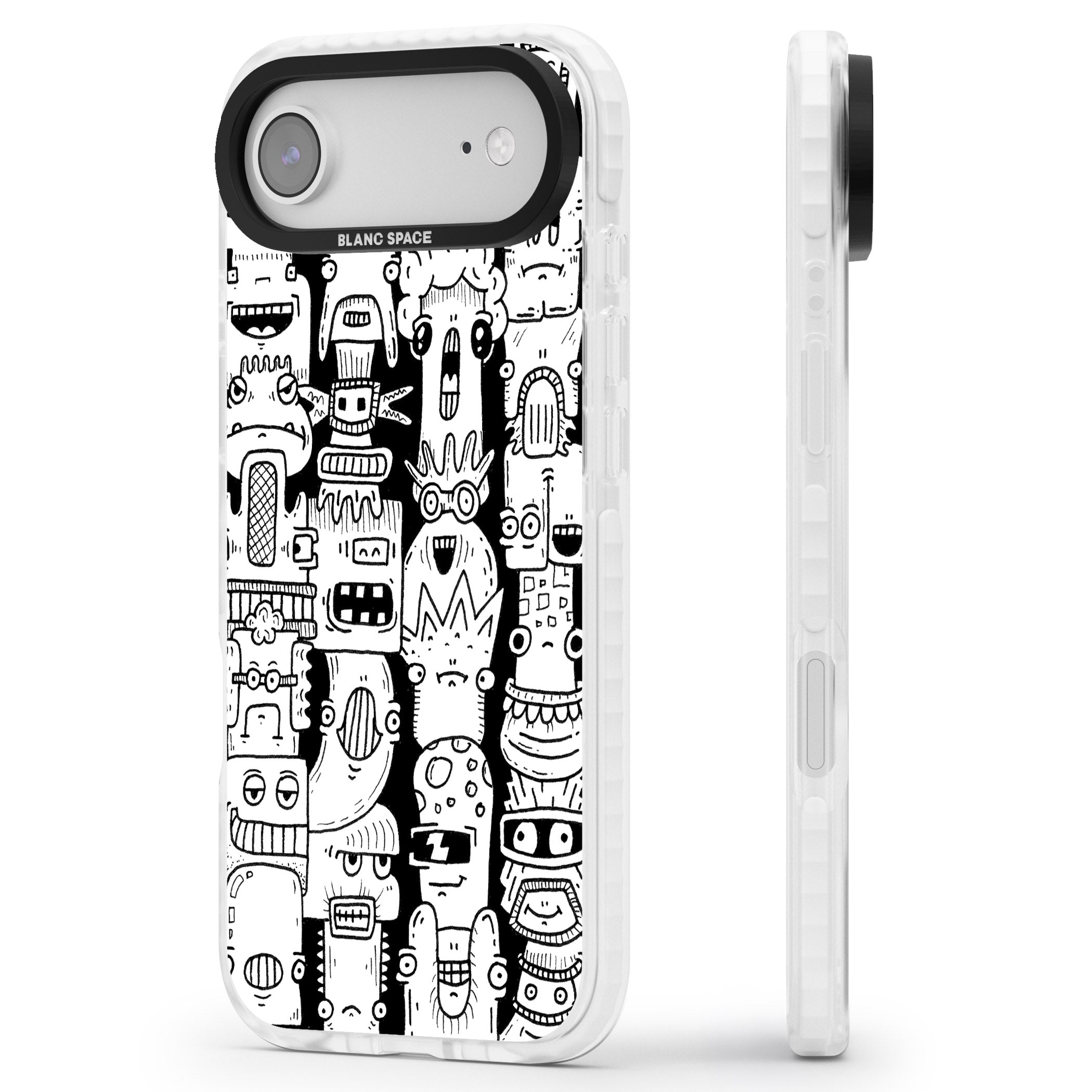 Monochrome Heads iPhone 17 Air Impact Pro Clear Phone Case Side Profile