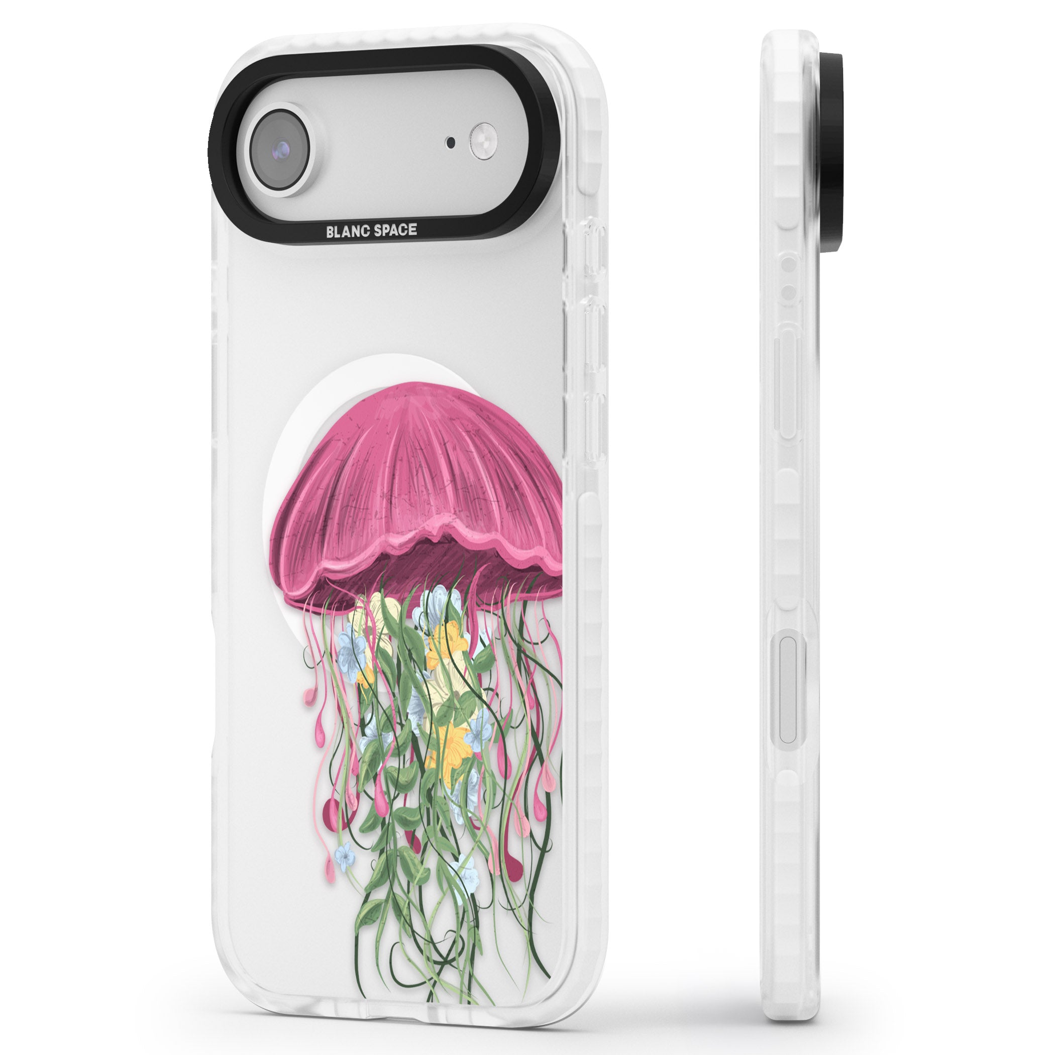 Botanical Jellyfish iPhone 17 Air Impact Pro Clear Phone Case Side Profile