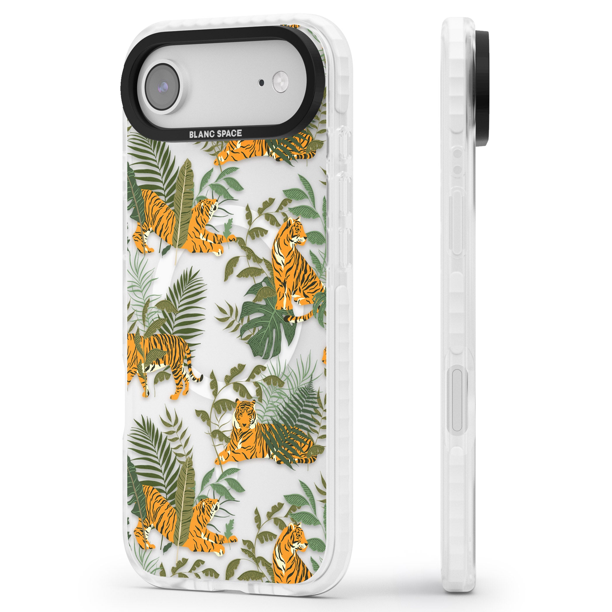 Tiger & Fern Jungle iPhone 17 Air Impact Pro Clear Phone Case Side Profile