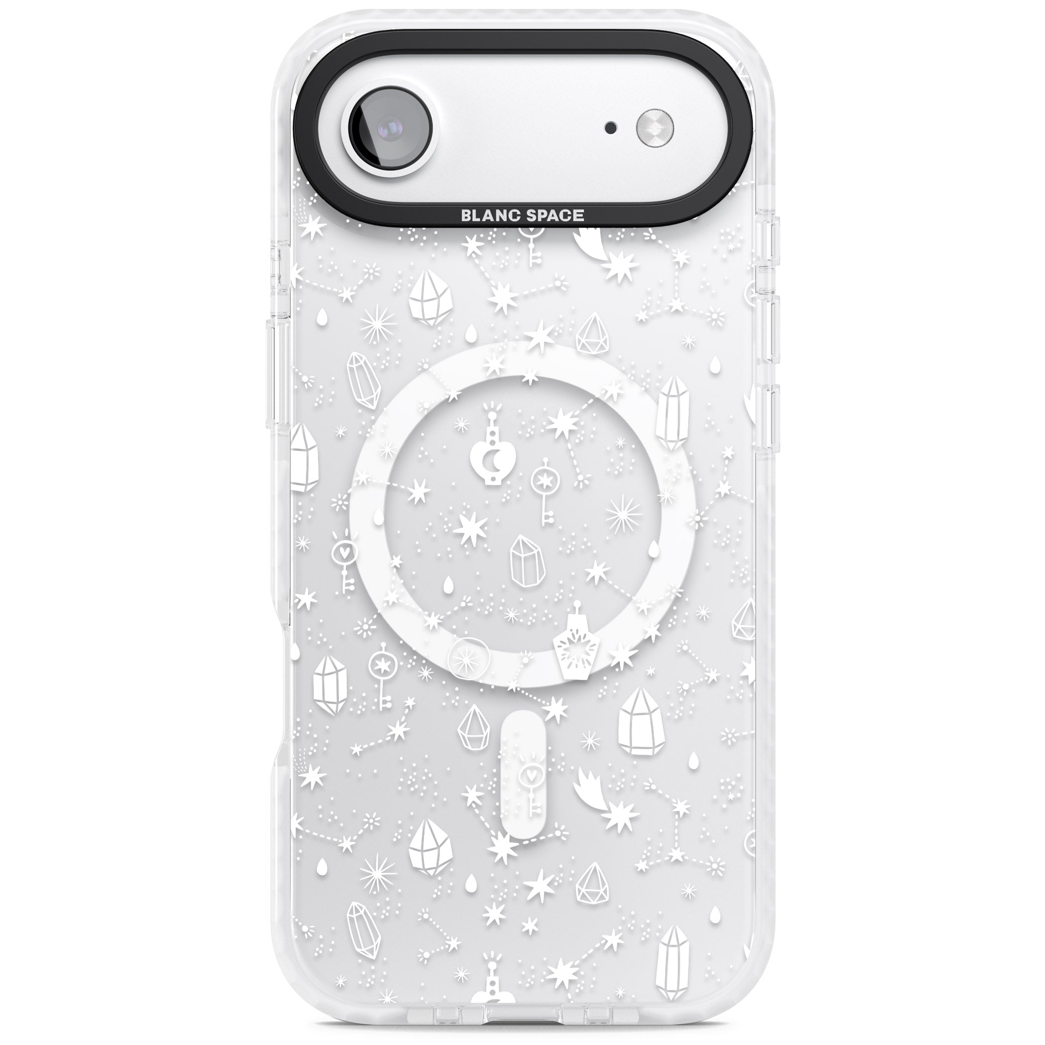 White Cosmic Crystal iPhone 17 Air Impact Pro Clear Phone Case