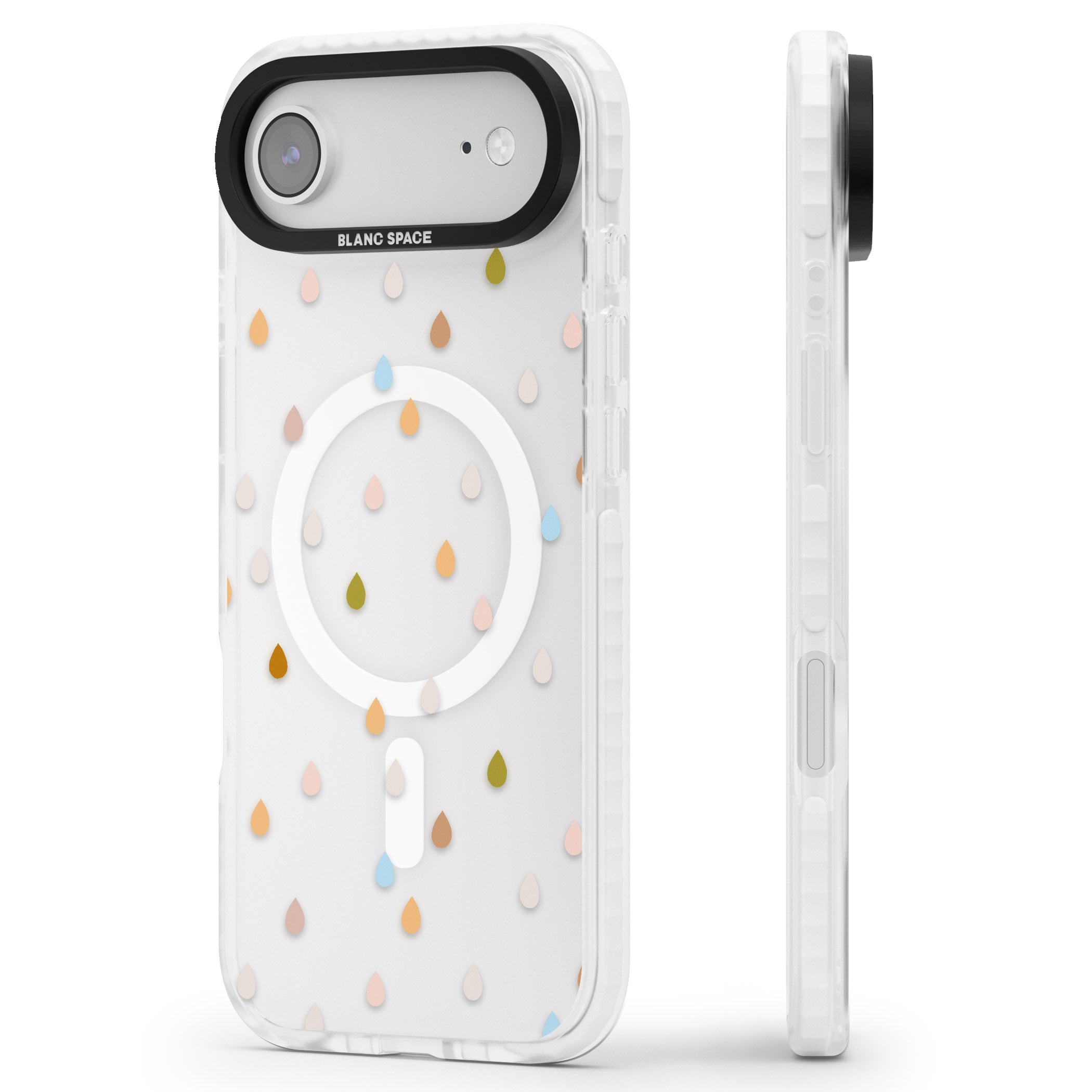 Pastel Raindrops iPhone 17 Air Impact Pro Clear Phone Case Side Profile