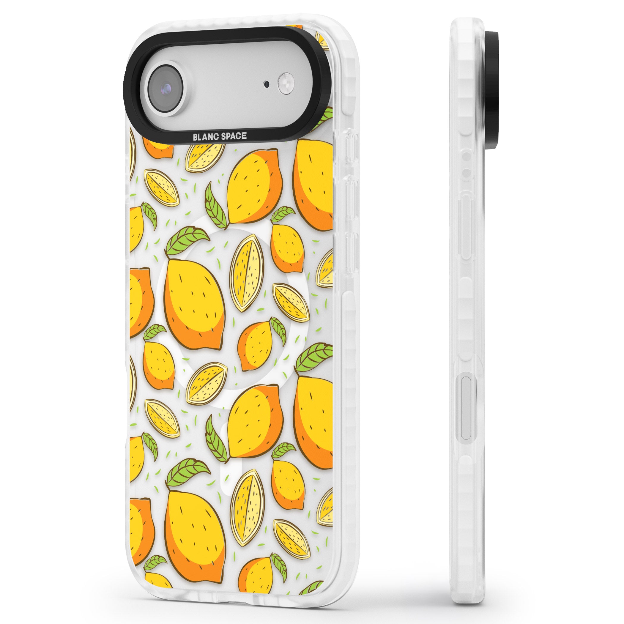 Lemon Pattern iPhone 17 Air Impact Pro Clear Phone Case Side Profile