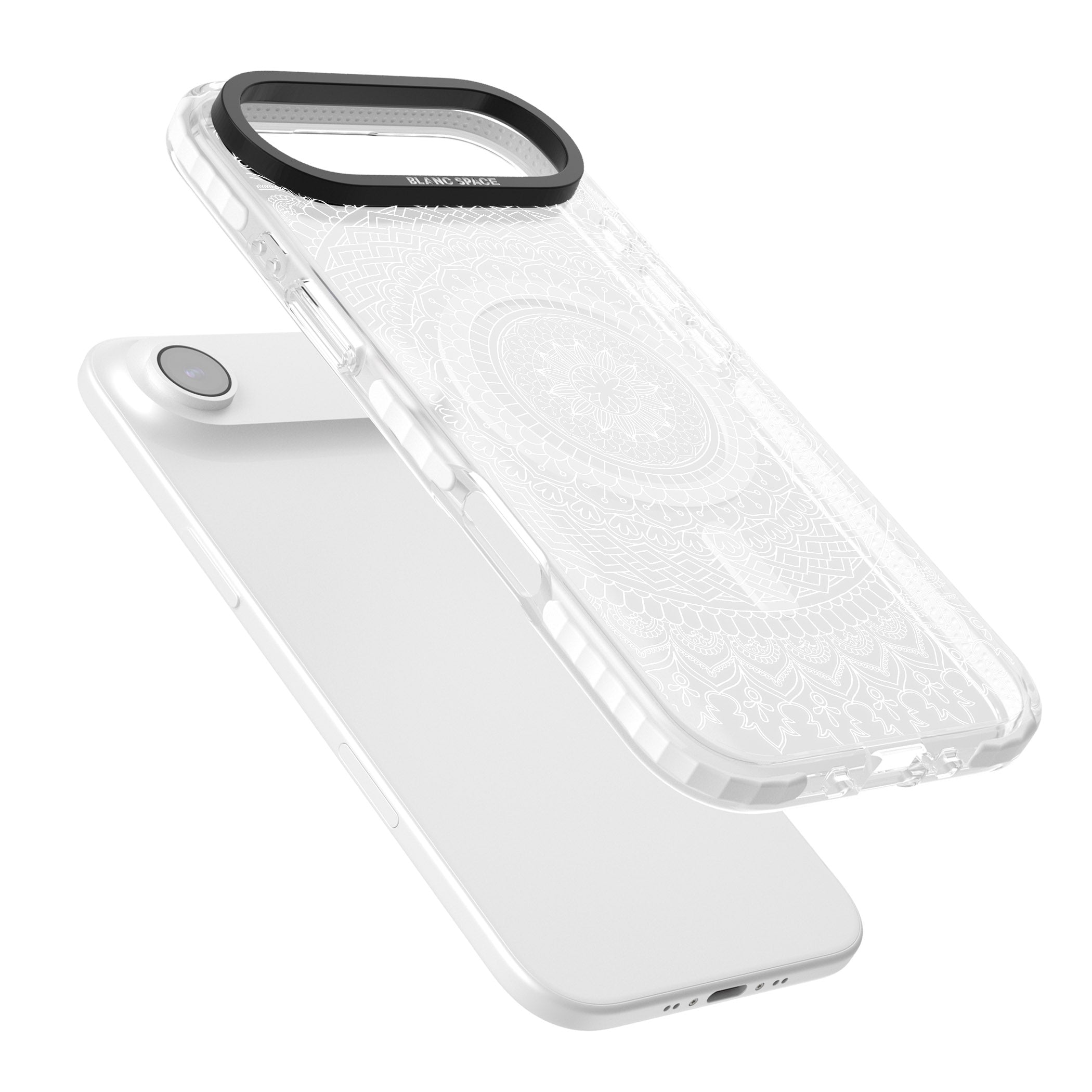 Intricate White Mandala iPhone 17 Air Impact Pro Clear Phone Case Colours