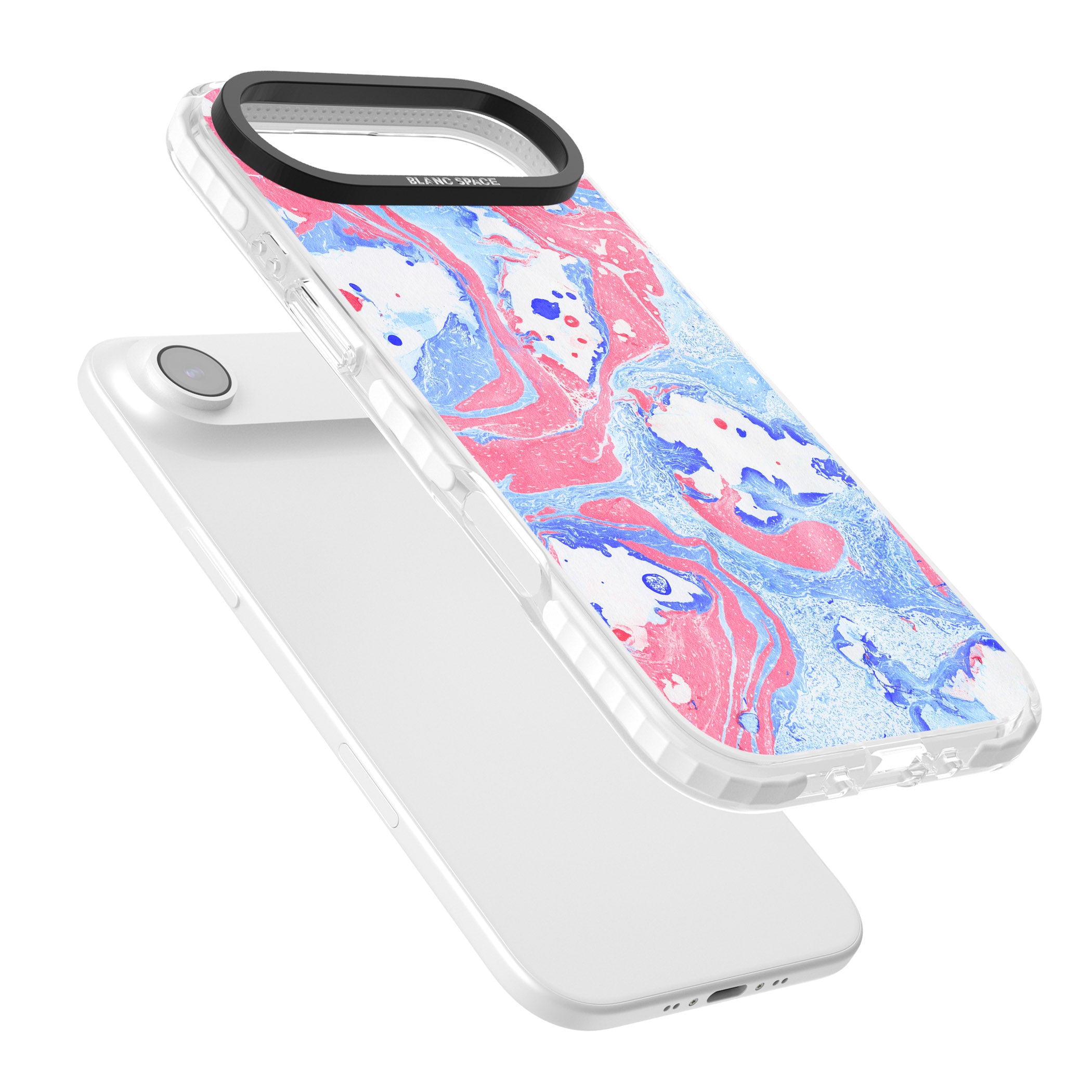 Pink, Blue & White Marbled Paper Pattern iPhone 17 Air Impact Pro Clear Phone Case Colours