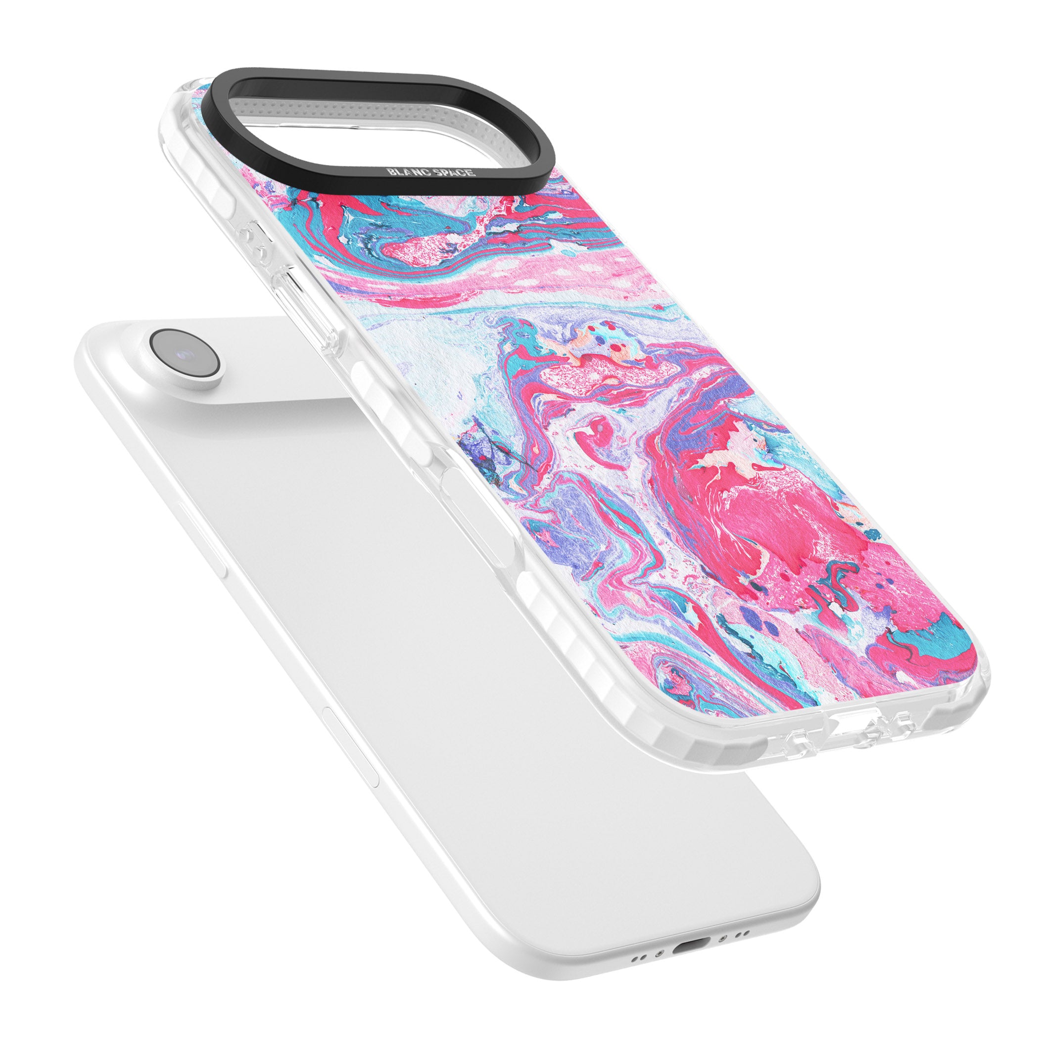 Pink, Blue & Purple Marbled Paper Pattern iPhone 17 Air Impact Pro Clear Phone Case Colours