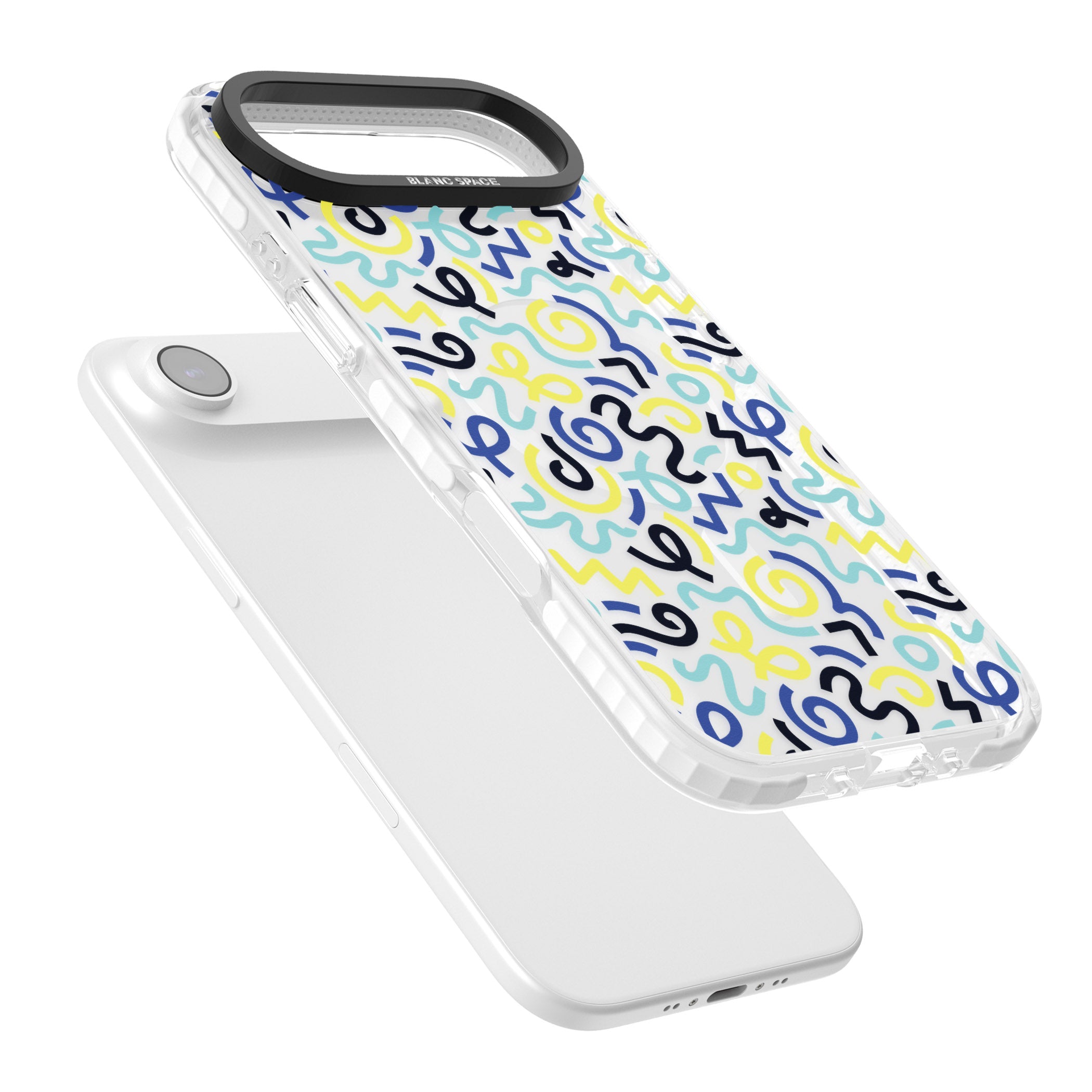 Blue & Yellow Memphis Retro iPhone 17 Air Impact Pro Clear Phone Case Colours