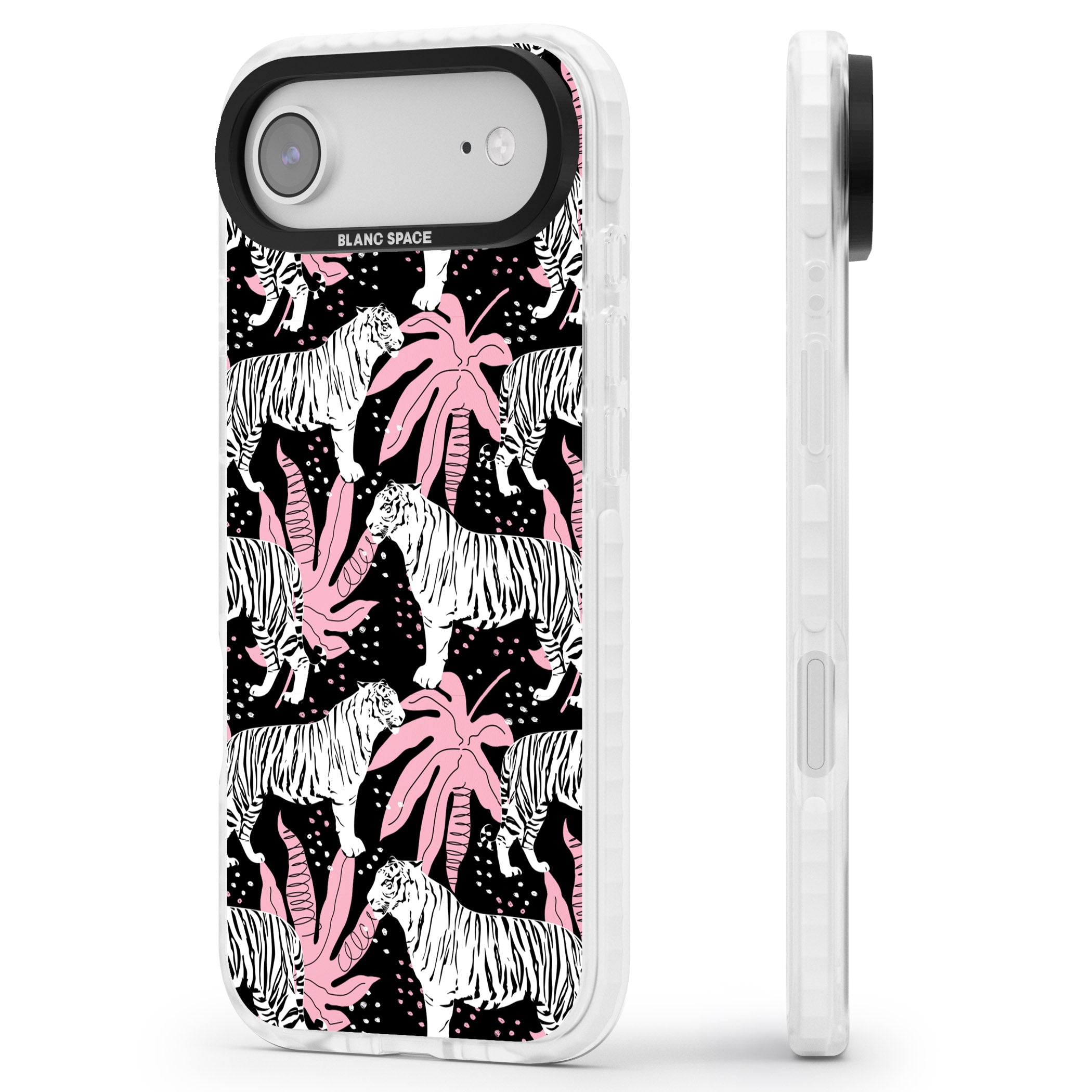 Pink Jungle Tiger iPhone 17 Air Impact Pro Clear Phone Case Side Profile