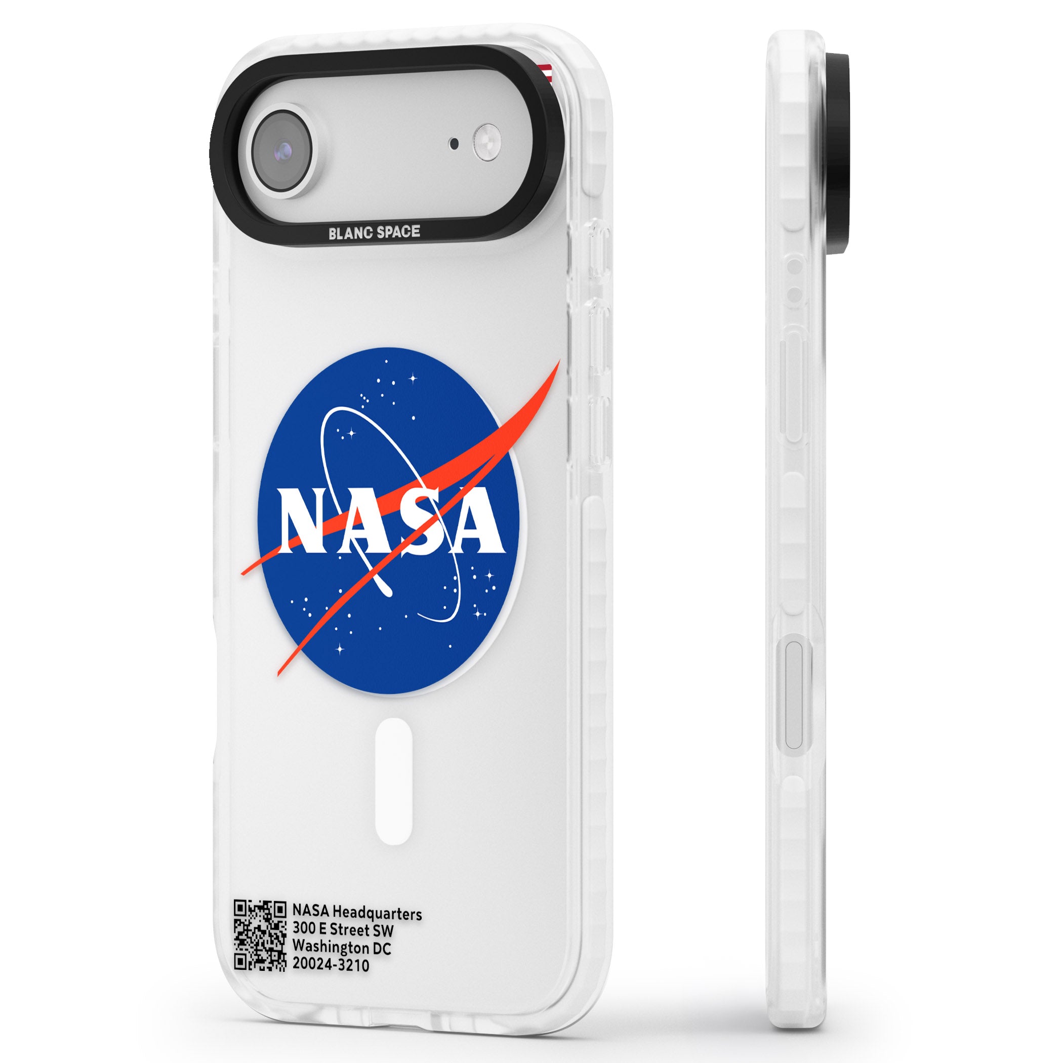 Nasa Meatball iPhone 17 Air Impact Pro Clear Phone Case Side Profile