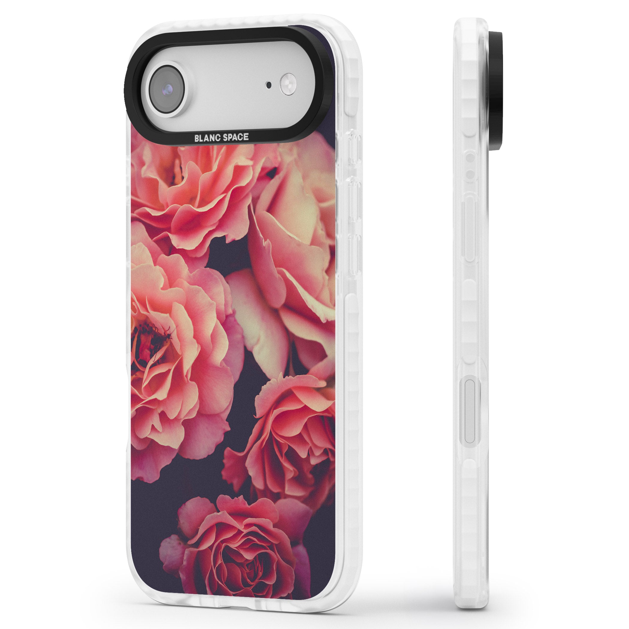 Midnight Rose Bloom iPhone 17 Air Impact Pro Clear Phone Case Side Profile
