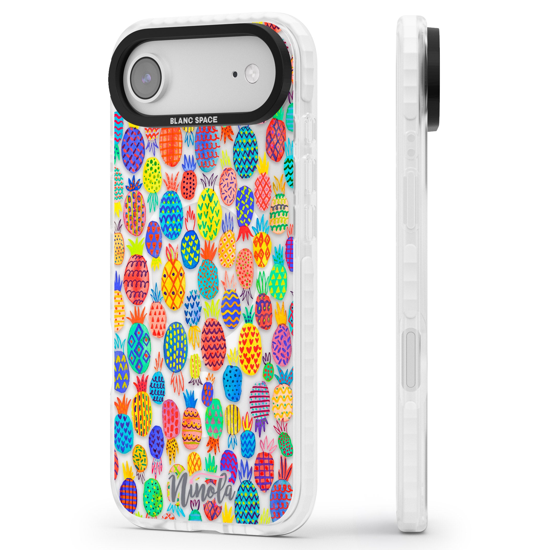 Vibrant Pineapple Pattern iPhone 17 Air Impact Pro Clear Phone Case Side Profile
