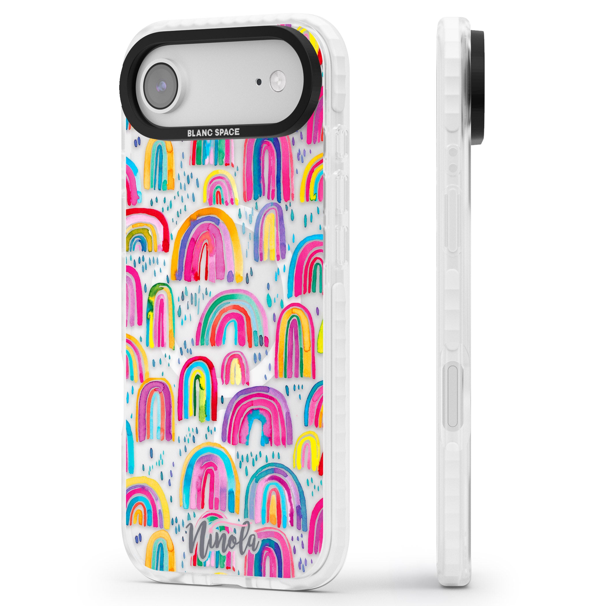 Watercolor Rainbow iPhone 17 Air Impact Pro Clear Phone Case Side Profile